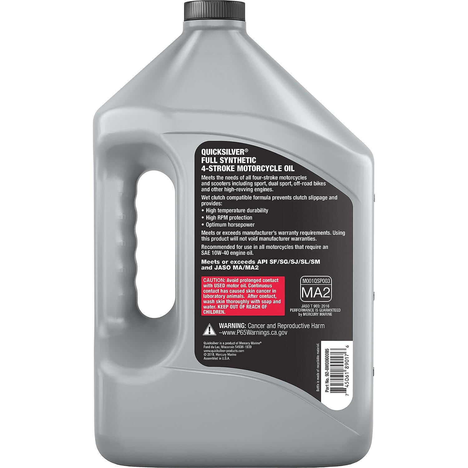 Quicksilver 10W-40 4-Stroke Full Synthetic Motorcycle Oil, 1 Gallon - 8M0060085