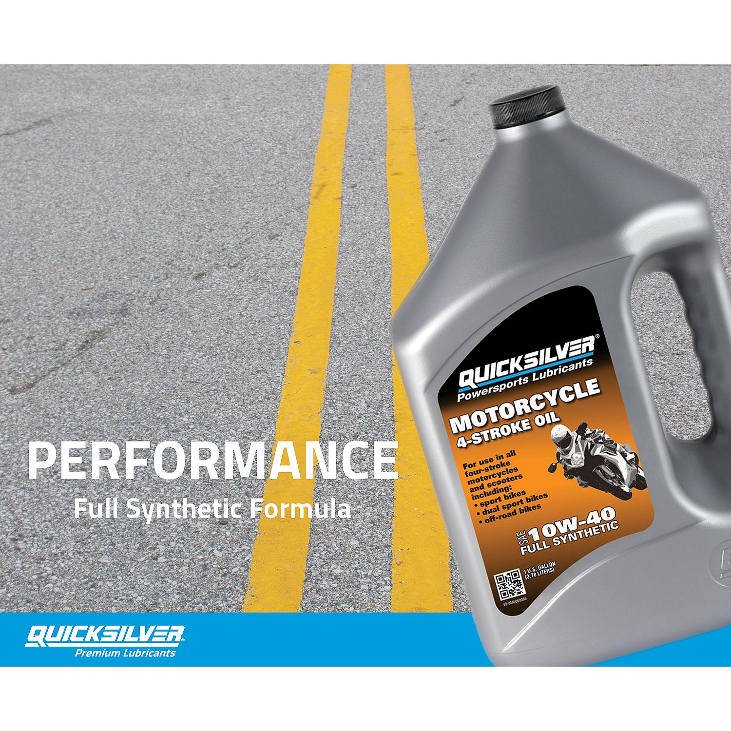 Quicksilver 10W-40 4-Stroke Full Synthetic Motorcycle Oil, 1 Gallon - 8M0060085