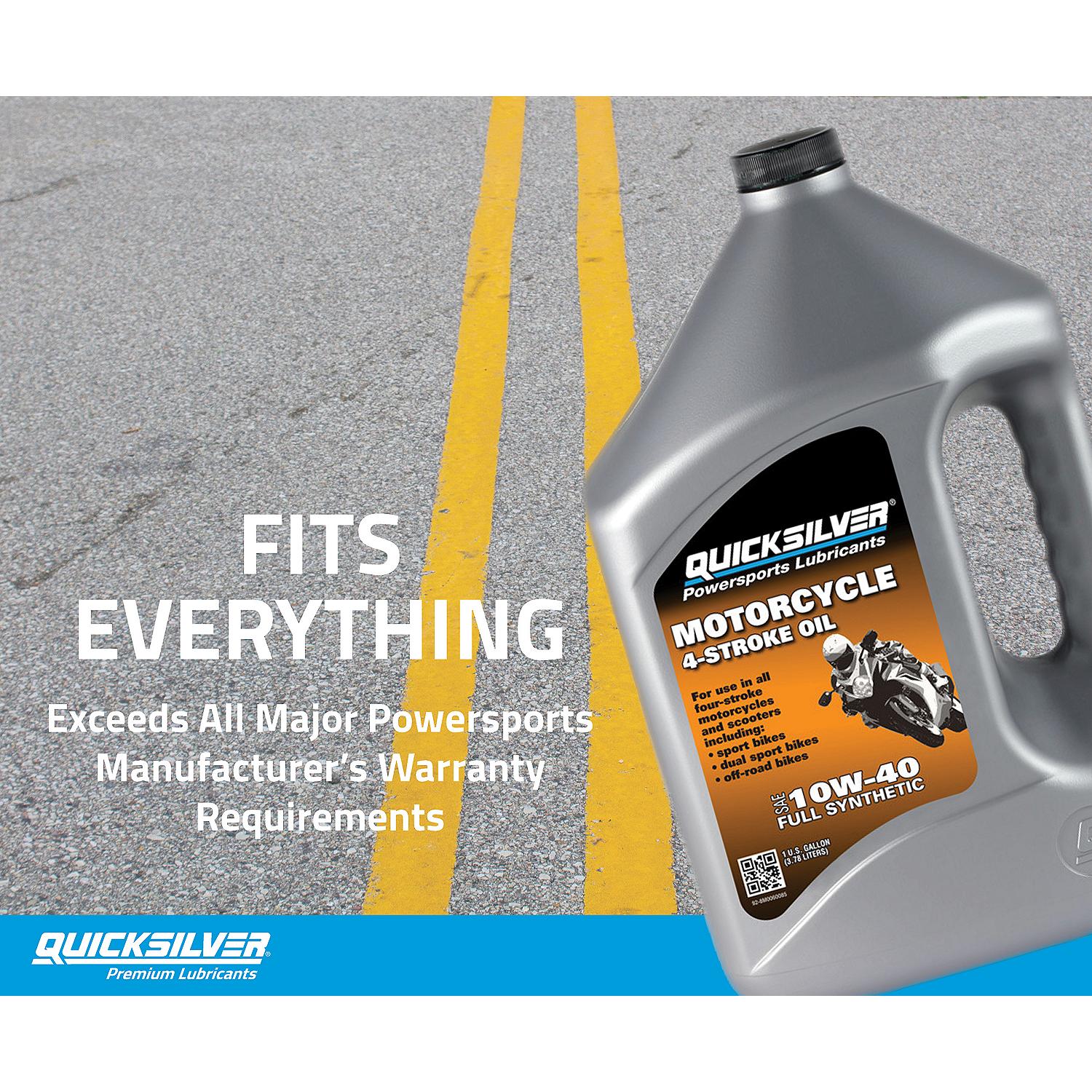 Quicksilver 10W-40 4-Stroke Full Synthetic Motorcycle Oil, 1 Gallon - 8M0060085