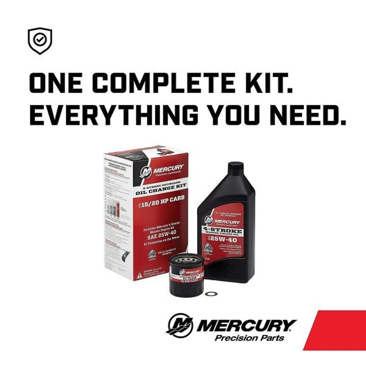 Mercury Marine 25W-40 4-Stroke Oil Change Kit for 15/20 HP Carbureted Outboards - 8M0081914