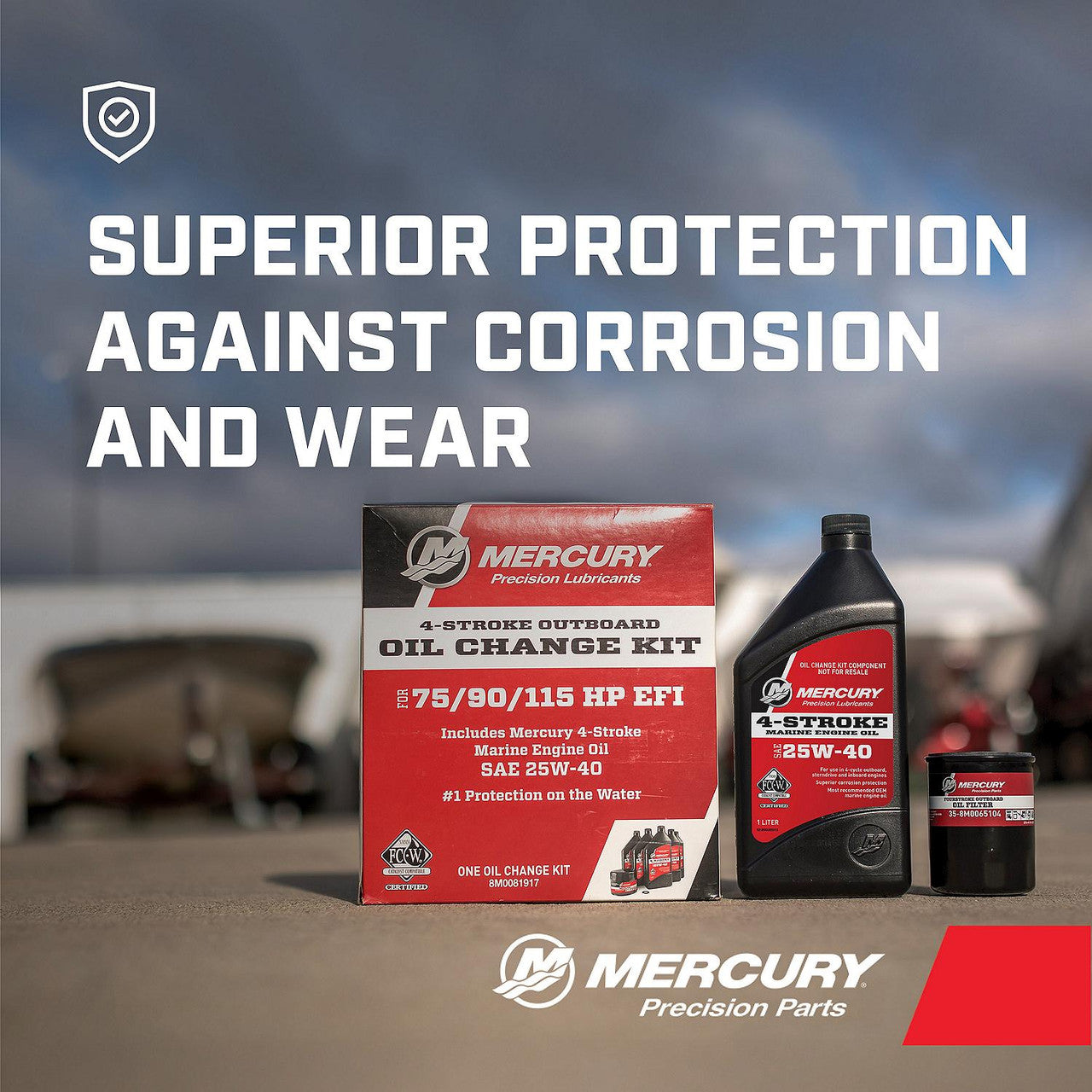 Mercury Marine 25W-40 4-Stroke Outboard Oil Change Kit for Mercury 1.7L 75/90/115 HP EFI Outboards - 8M0081917