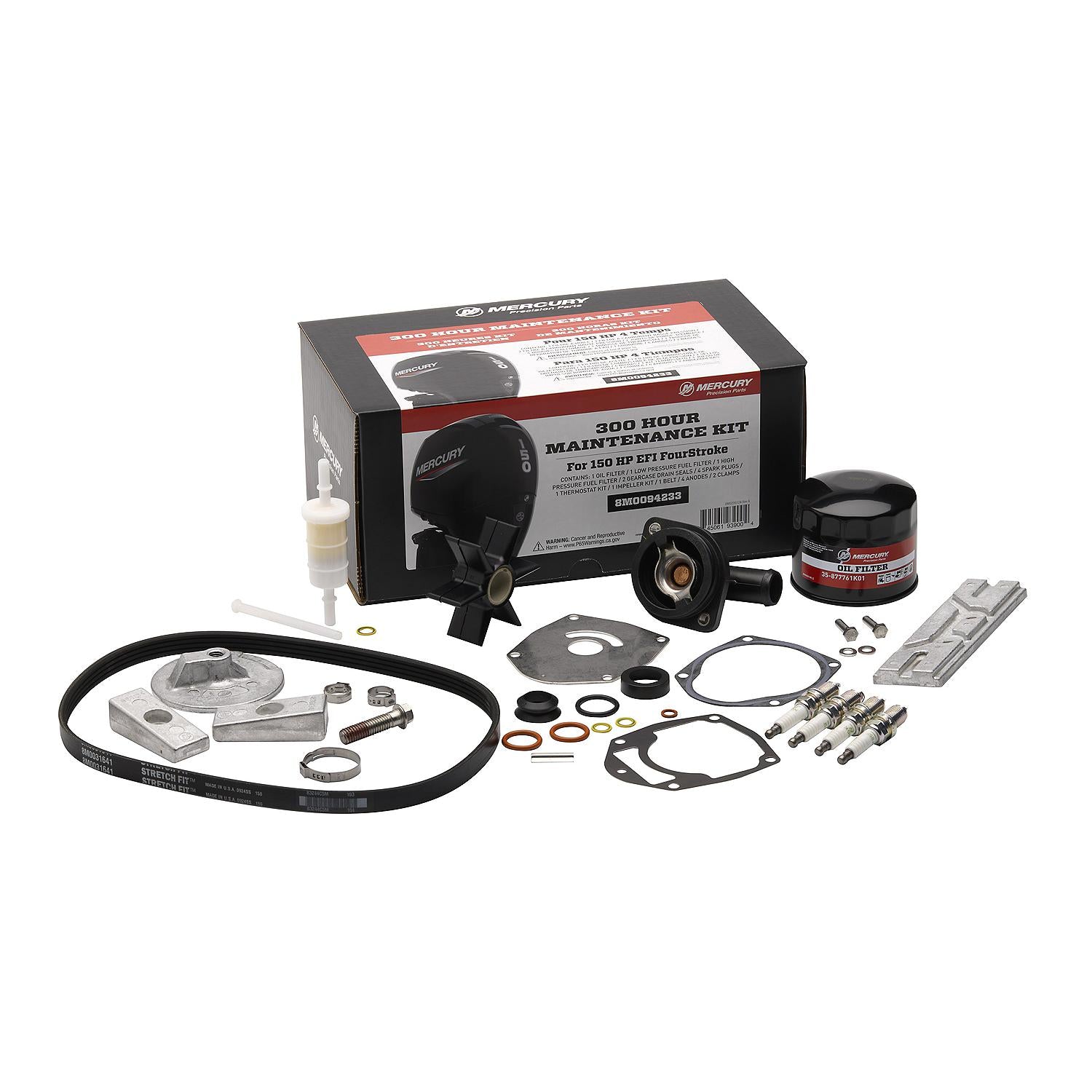 Kit d'entretien Mercury Marine OEM 300 heures pour moteur hors-bord 4 temps EFI 150 CV - 8M0094233