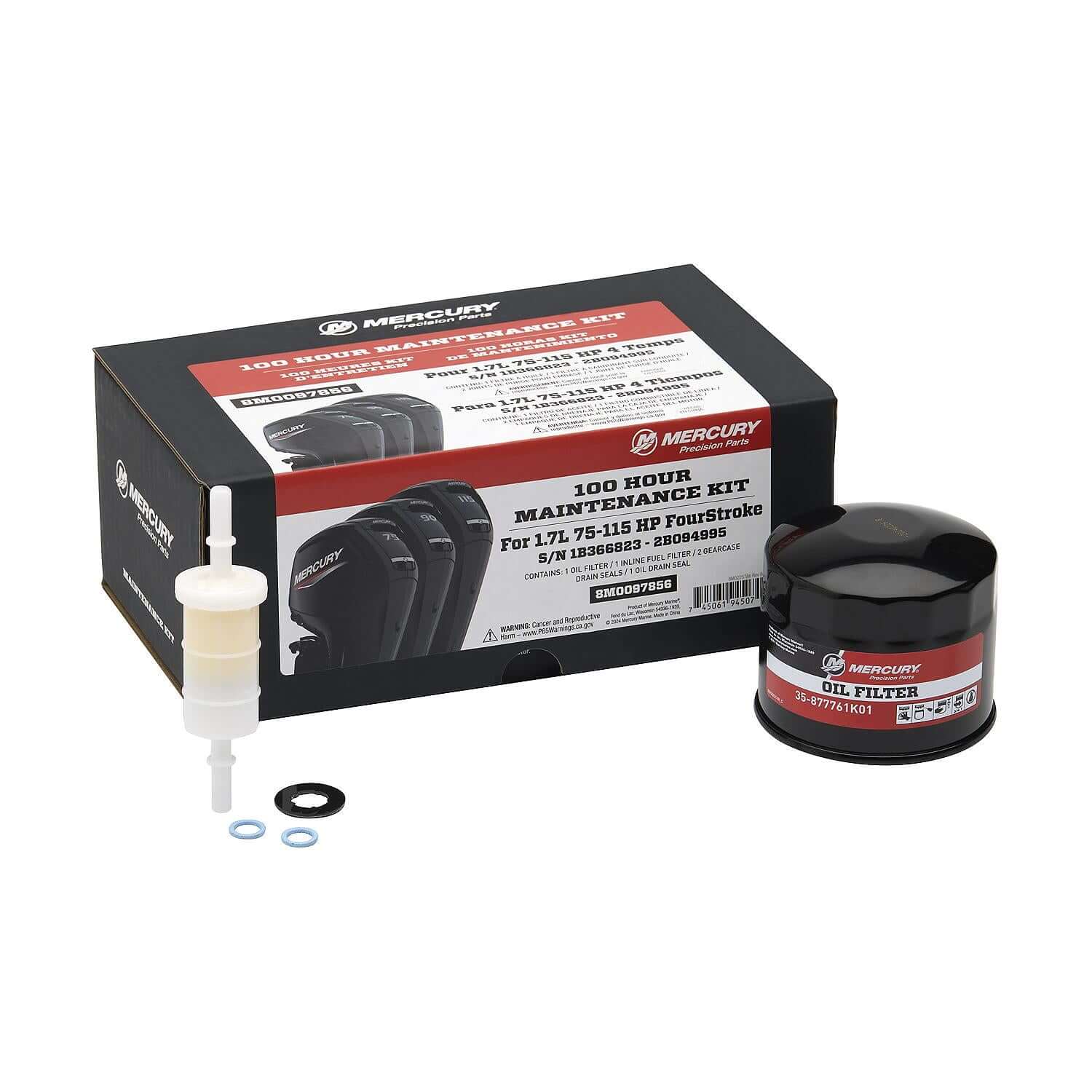Mercury Marine 100Hr Maintenance Kit for 75-115HP Four-Stroke 1.7L Outboard - 8M0097856