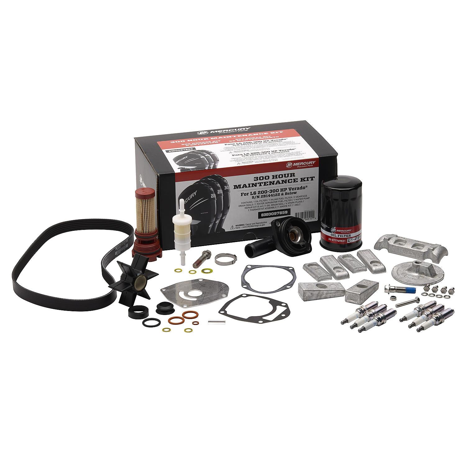 Mercury Marine Outboard L6 Verado 200-300 HP 300 Hour Service Kit for 2B144122 & Below - 8M0097859