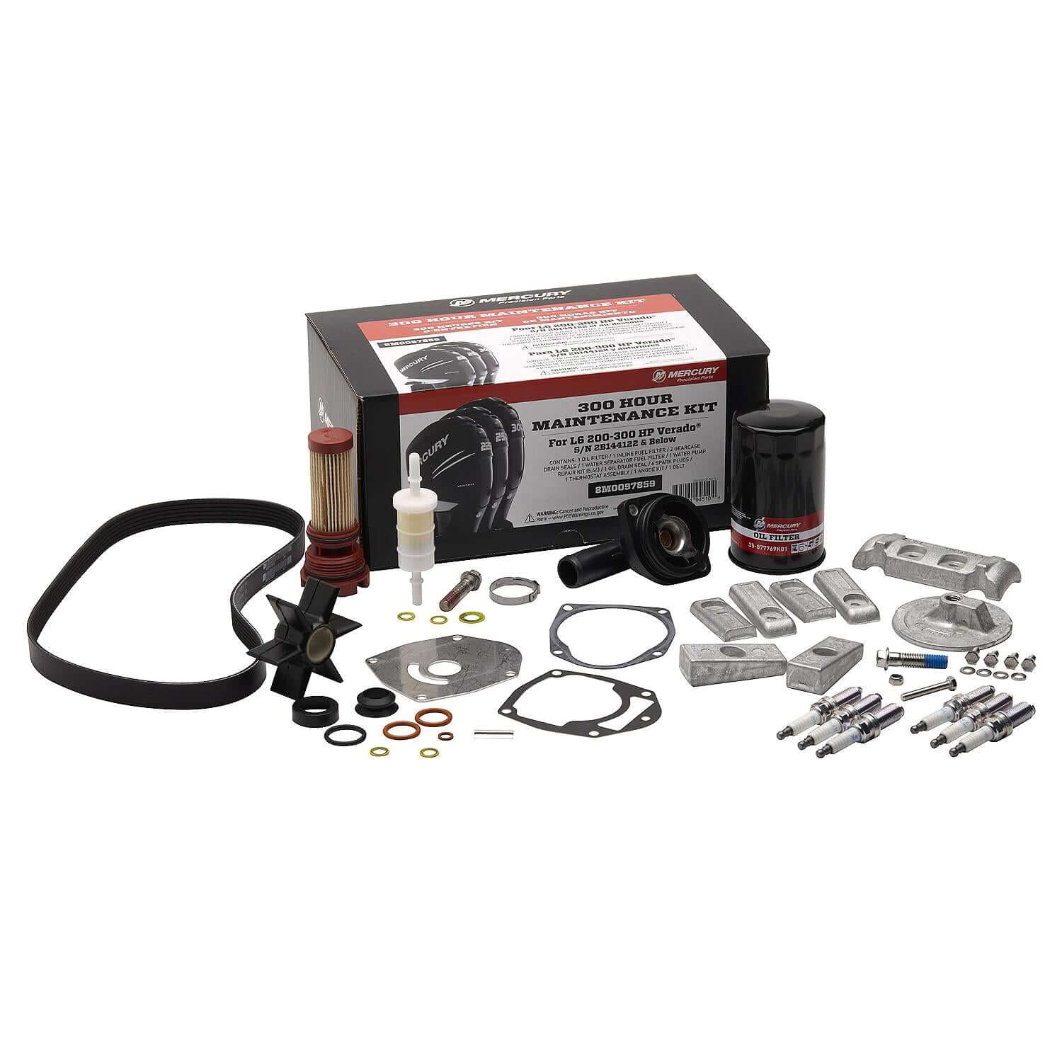 Mercury Marine Outboard L6 Verado 200-300 HP 300 Hour Service Kit for 2B144122 & Below - 8M0097859