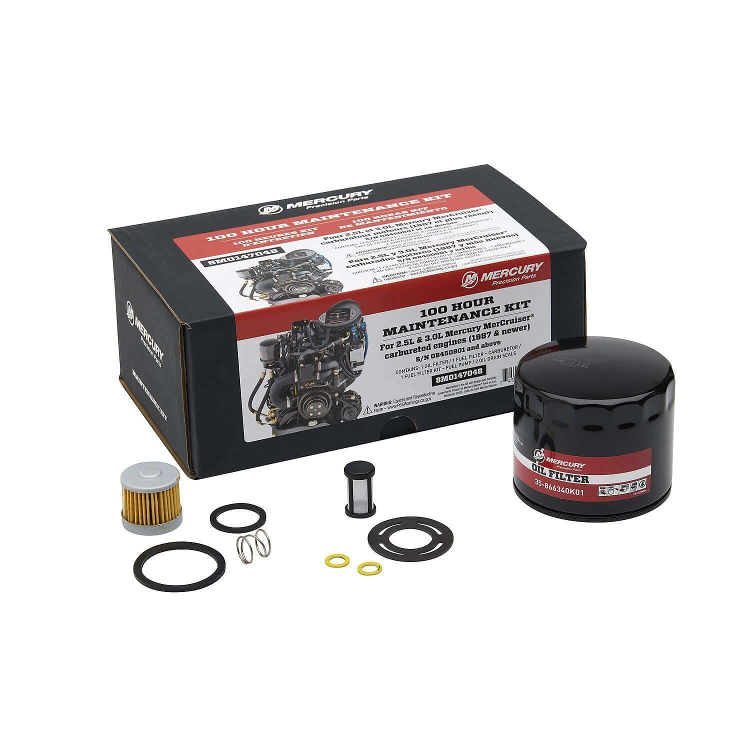 Mercury 8M0147048 MerCruiser 2.5L and 3.0L Sterndrive Engine 100 Hour Maintenance Kit