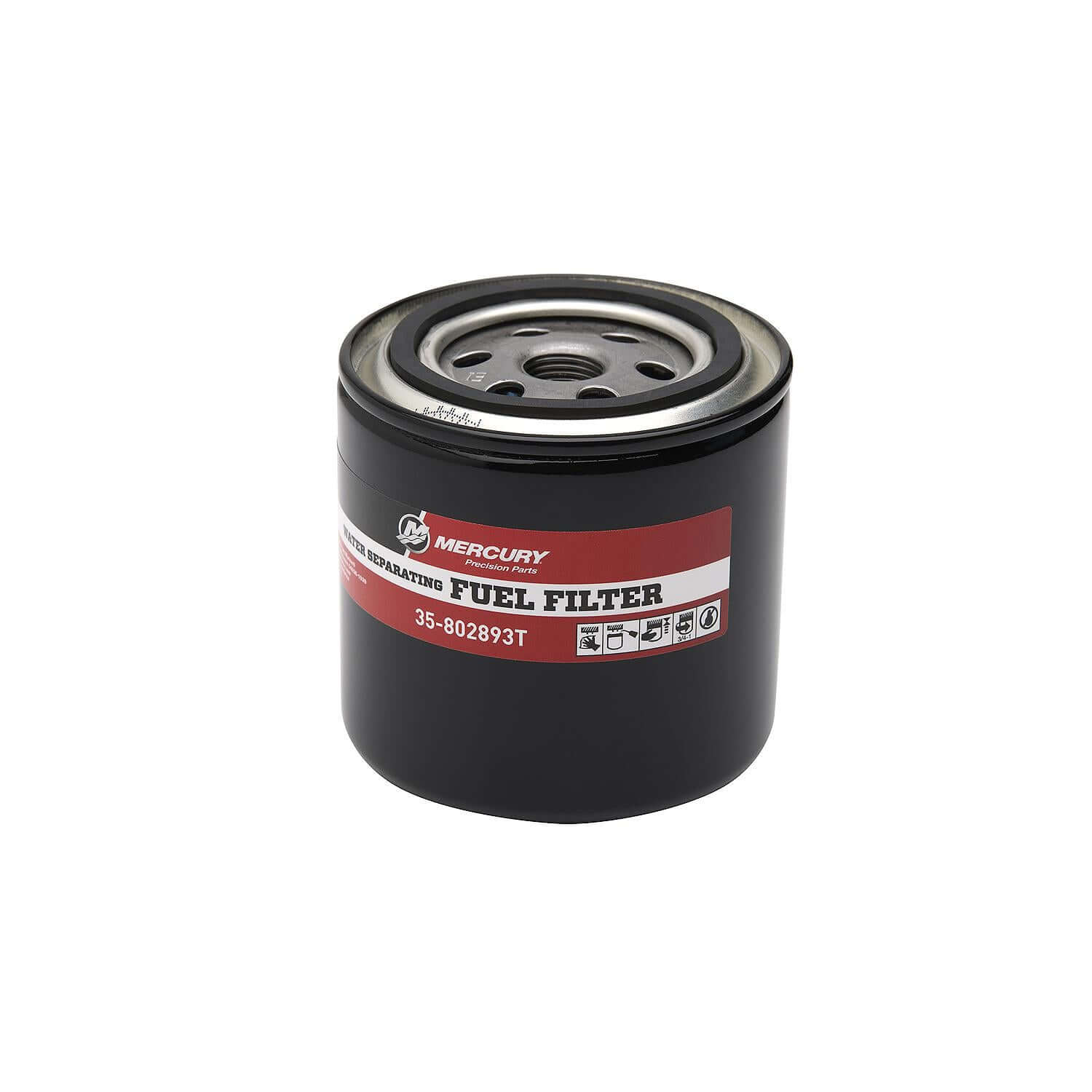 Mercury Marine water separating fuel filter 35-802893T, black canister top view