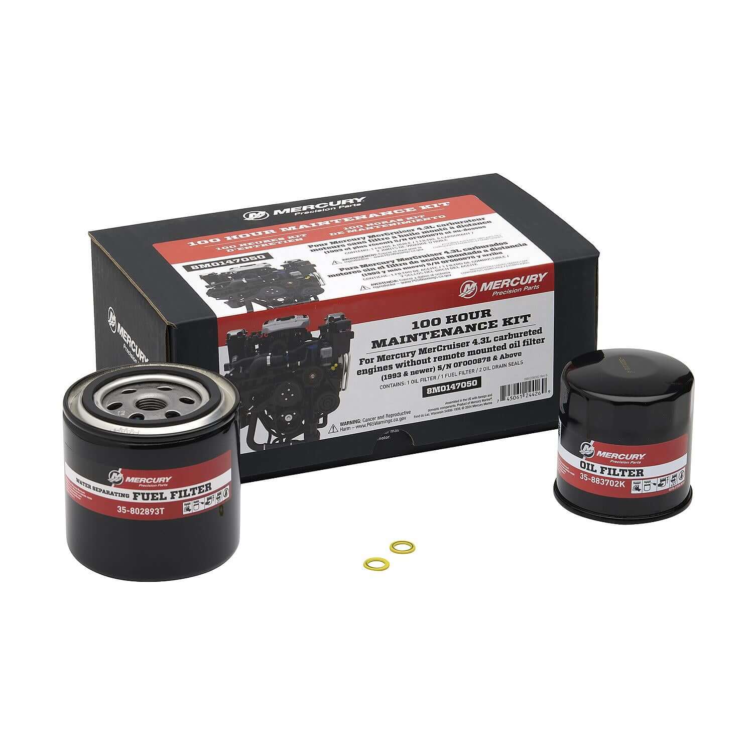 Mercury Marine 100 Hour Service Kit for 4.3L Carb Engines without remote oil (1993 and newer) - 8M0147050