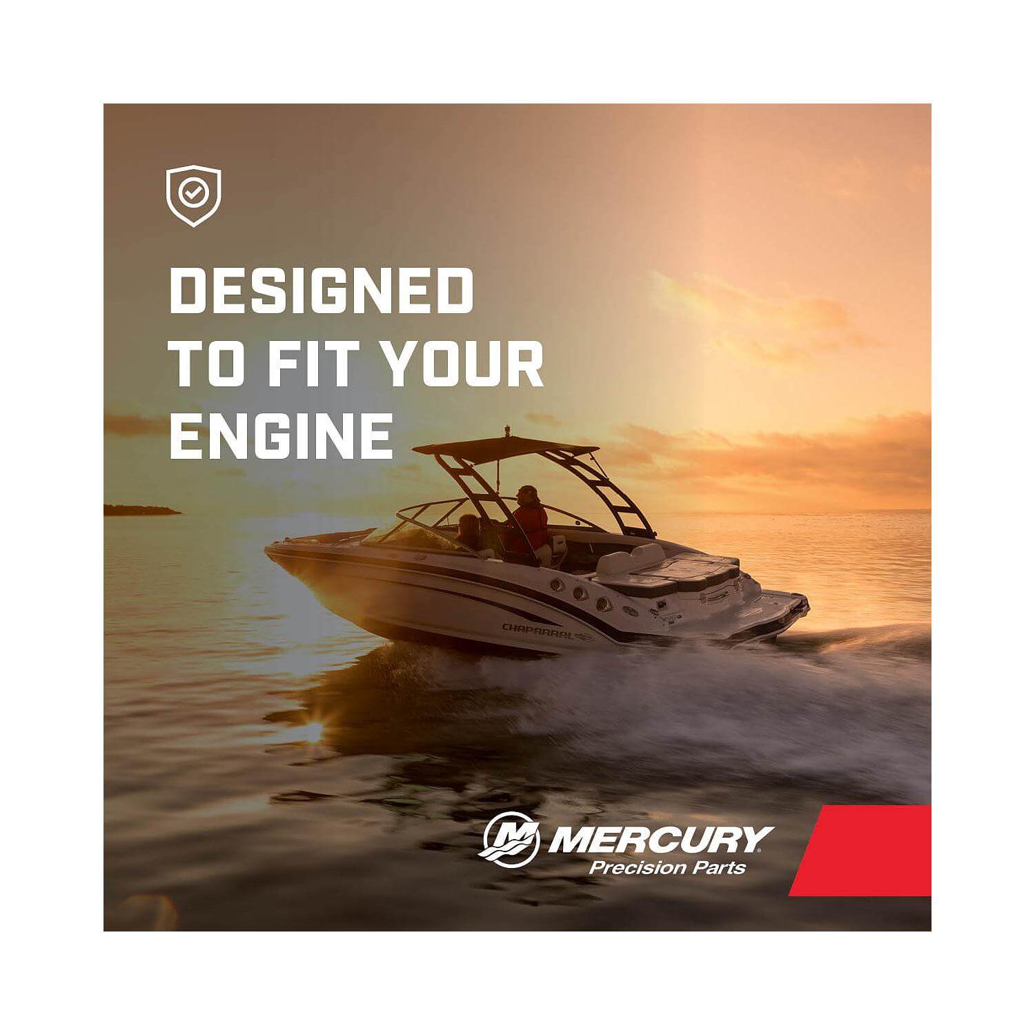 Mercury Marine 100-Hr Service Kit 4.3L 5.0L 5.7L MPI engine boat running at sunset