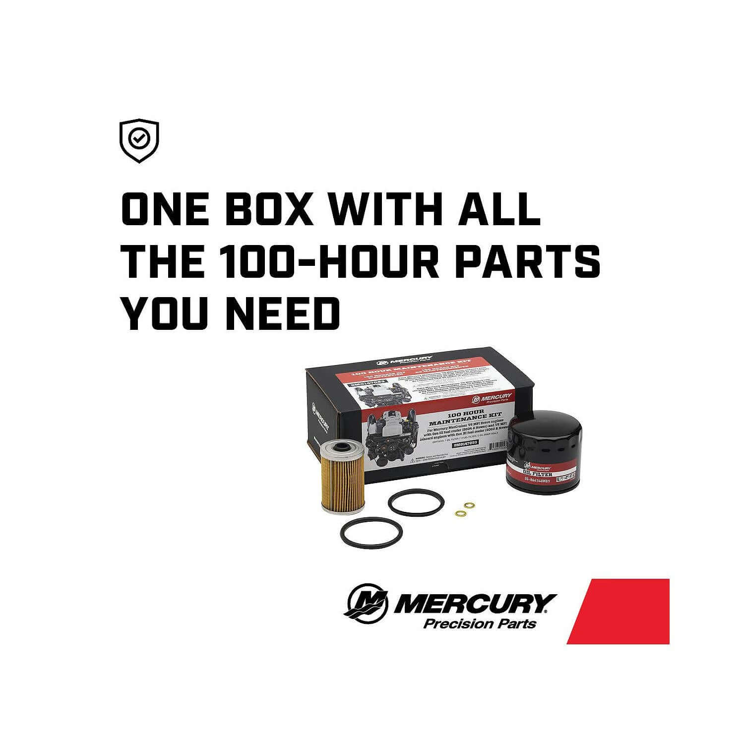 Mercury 8M0147053 MerCruiser 5.0L, 5.7L, 6.2L, 8.1L and 8.2L V8 MPI Sterndrive and Inboard Engine 100 Hour Maintenance Kit