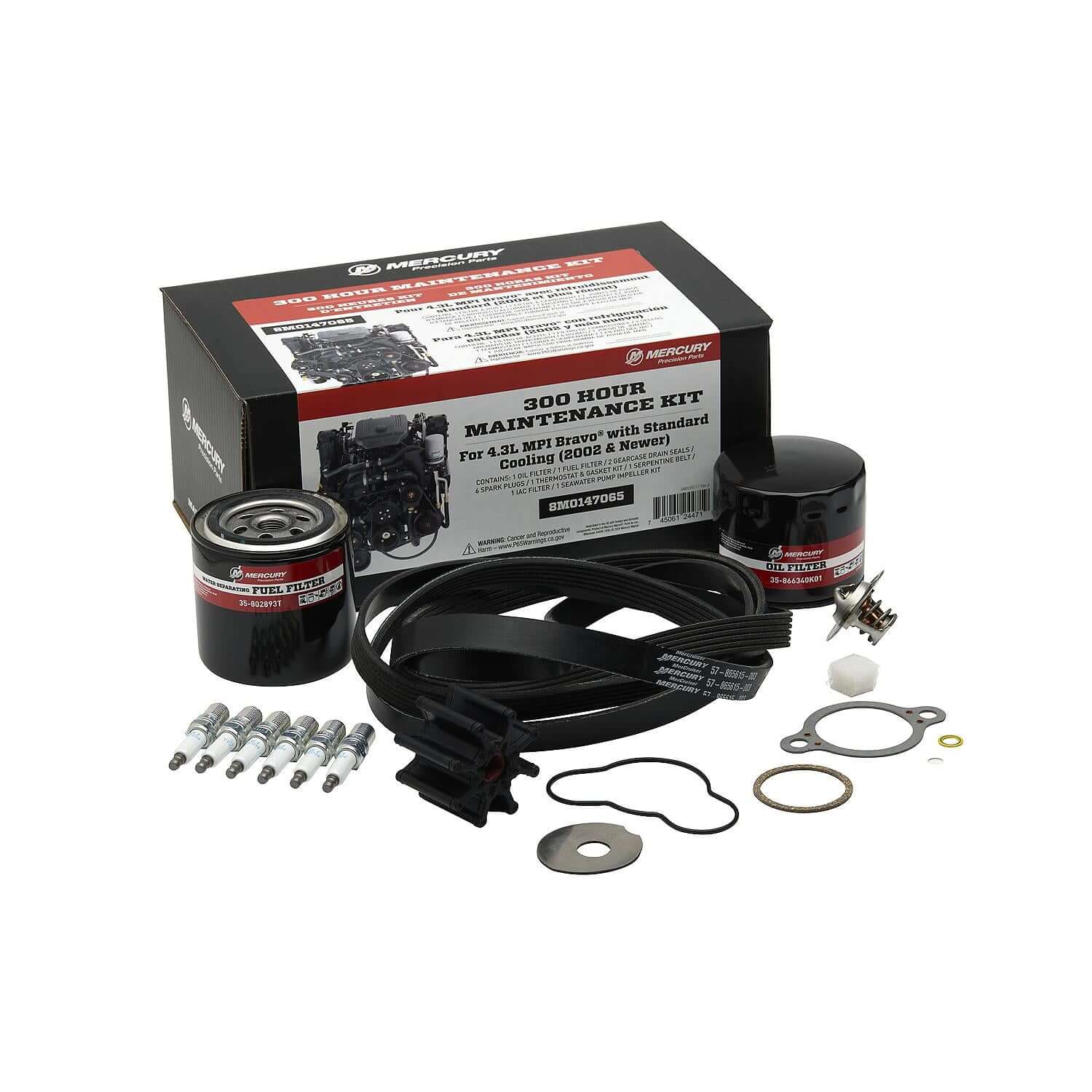 Mercury 8M0147065 MerCruiser 4.3L MPI Engine with Bravo Sterndrive 300 Hour Maintenance Kit