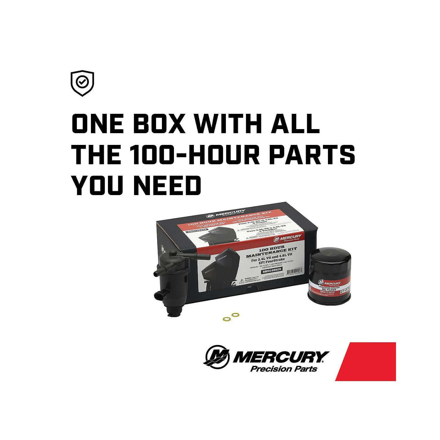 Mercury Marine Outboard 175-300hp V6 & V8 4 Stroke 100 Hour Service Kit - 8M0149929