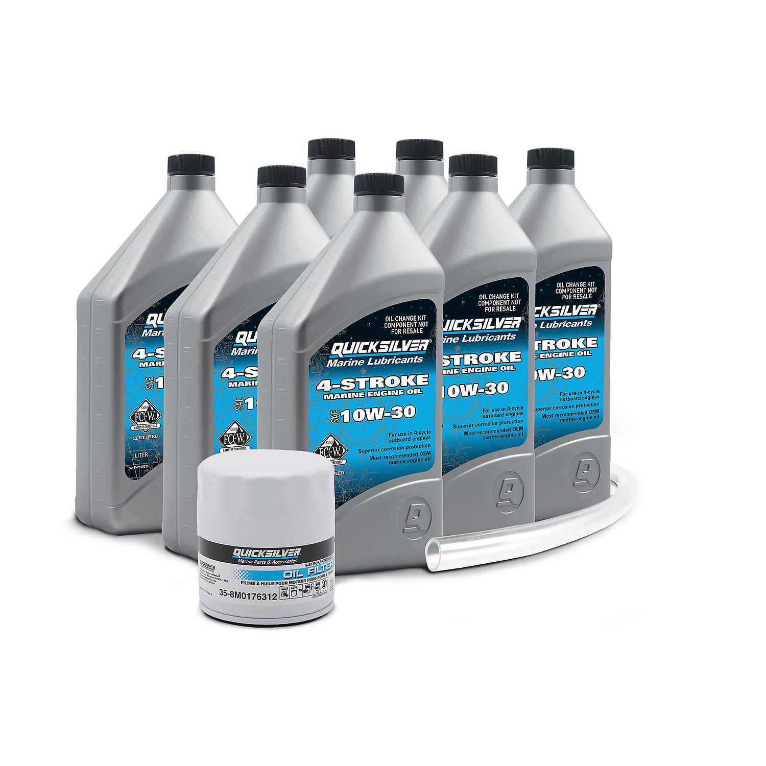 Quicksilver 10W-30 Oil Change Kit for 175-300hp 4-Stroke Mercury V6 and V8 Outboards, 6.6 Liters - 8M0169548