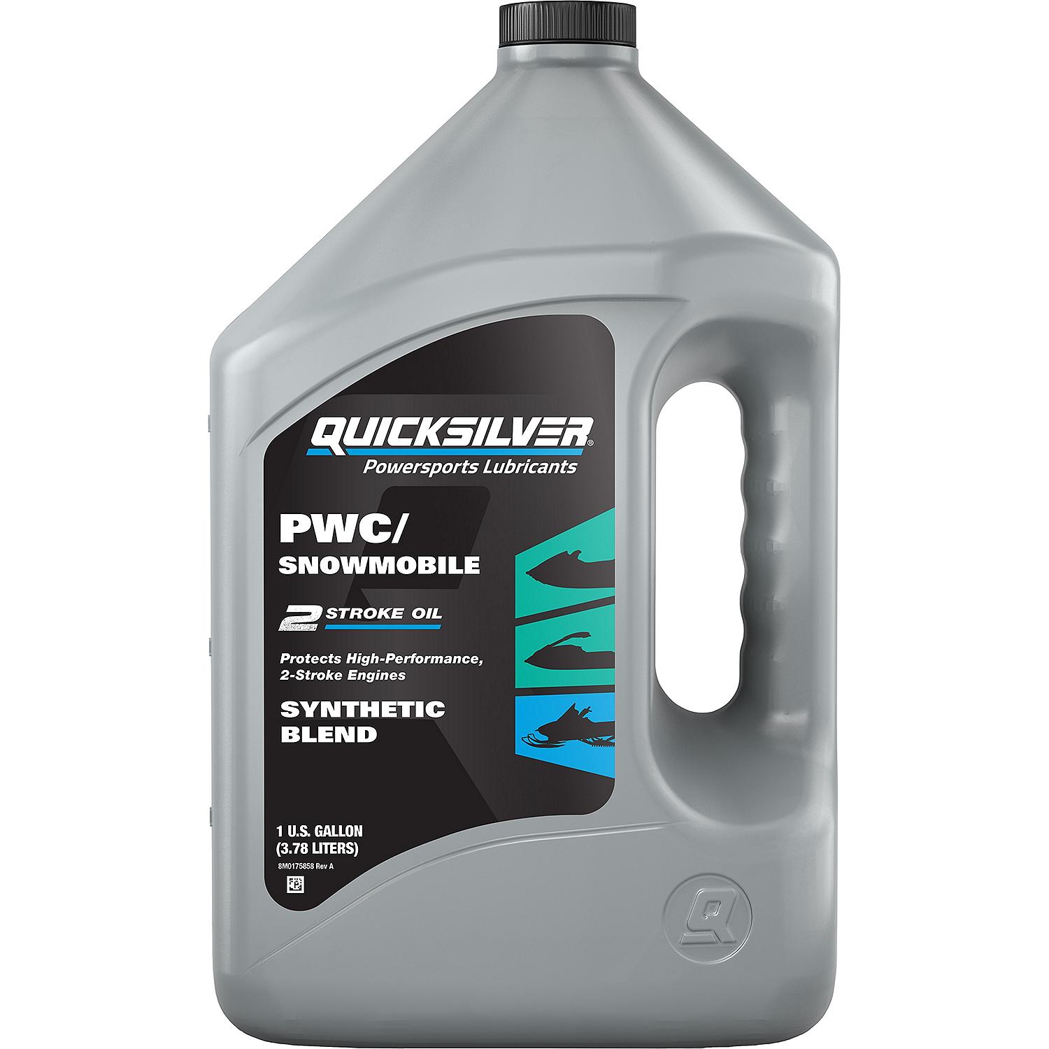 Quicksilver 2-Stroke PWC/Snowmobile Engine Oil, Premium Synthetic Blend, 1 Gallon - 8M0175743