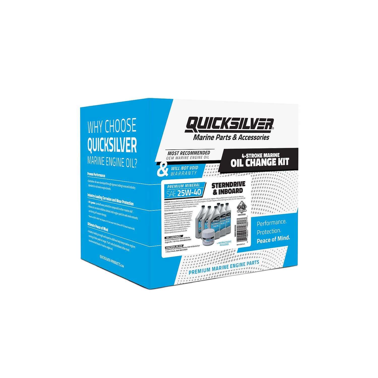 Quicksilver Trousse de changement d'huile pour moteurs sterndrive et in-bord 25W-40, 8M0182226