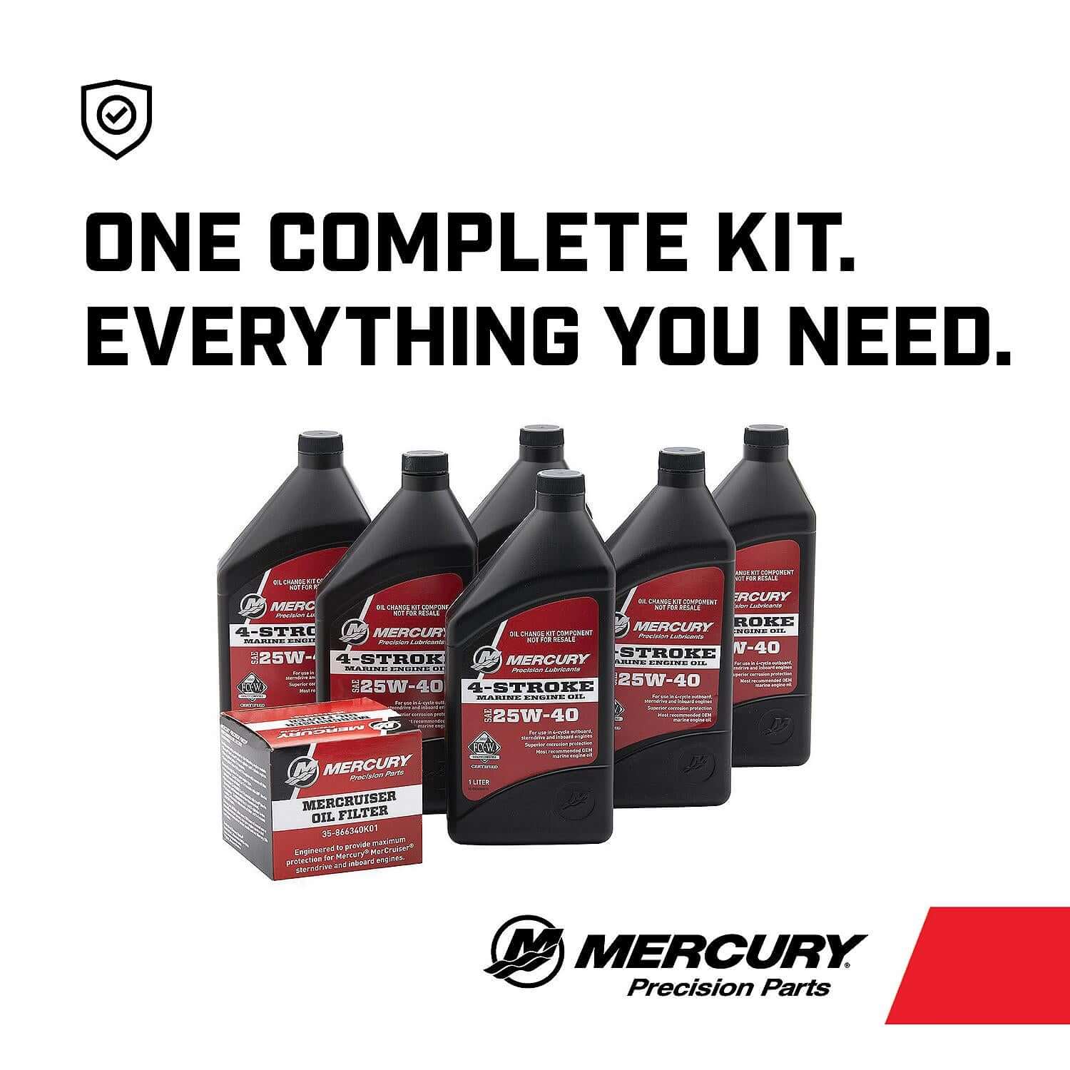 Kit de vidange d'huile d'embase Mercury pour moteurs hors-bord MerCruiser 4.3L V6 4 temps, 8M0182227