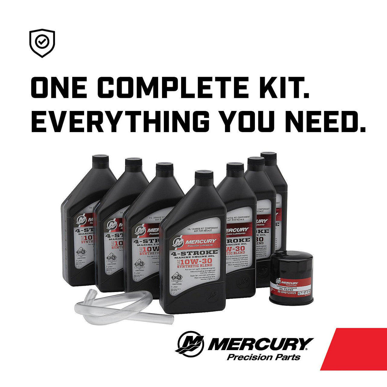 Mercury Marine 10W-30 4-Stroke Outboard Oil Change Kit for Mercury V6 and V8 175-300hp Outboards - 8M0187621
