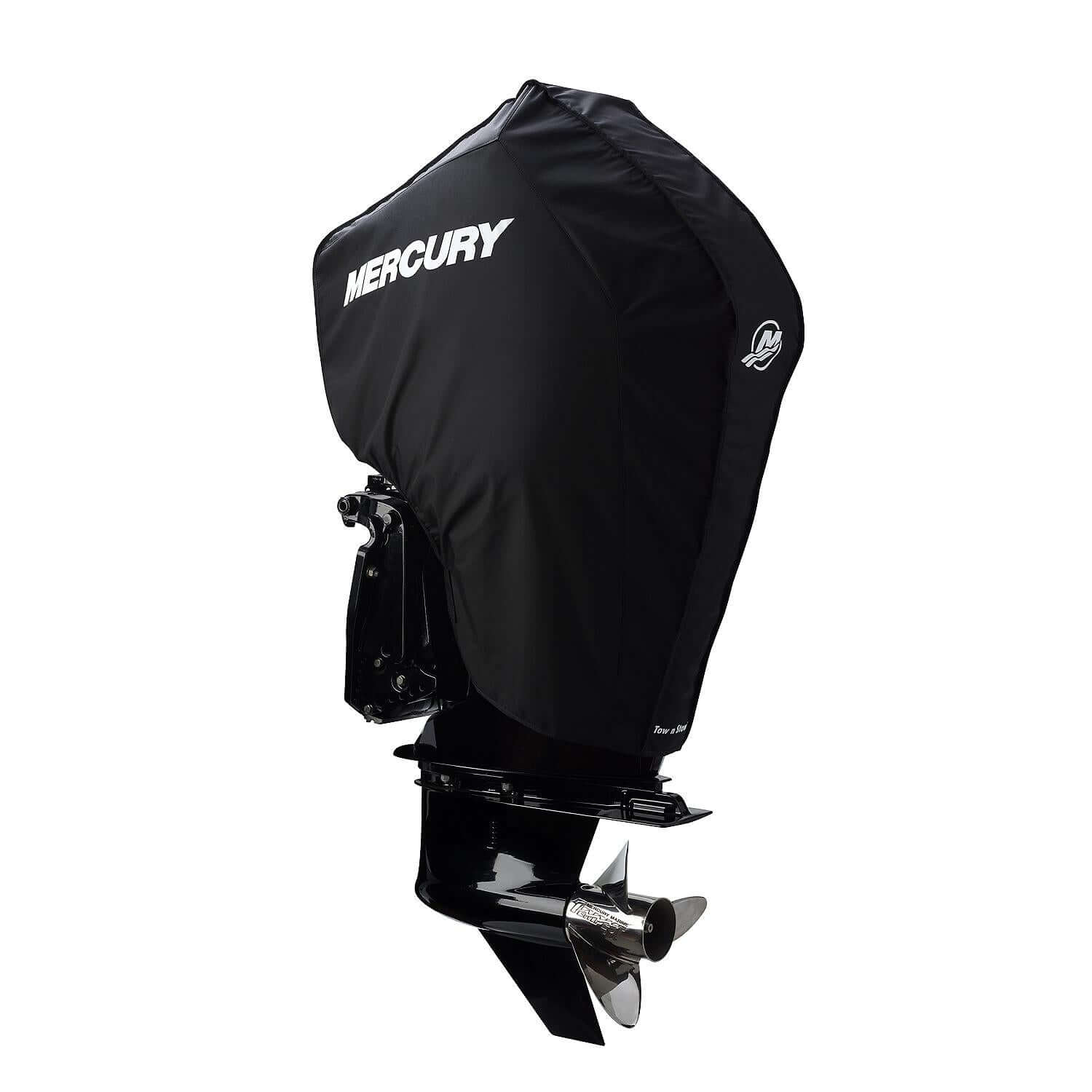 Housse de moteur hors-bord Mercury Marine Tow N Stow pour moteurs quatre temps V6 de 175 à 225 ch, noire, 8M0221495