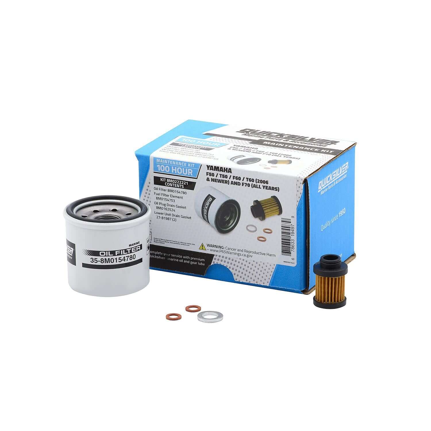 Quicksilver 100 Hour Maintenance Kit Yamaha F50-T60/F70, 8M0222221 - 8M0222221