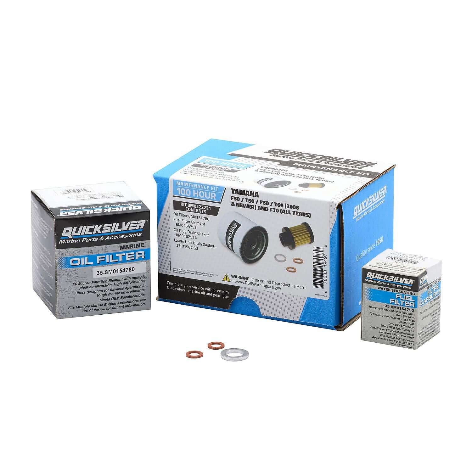 Quicksilver 100 Hour Maintenance Kit Yamaha F50-T60/F70, 8M0222221 - 8M0222221