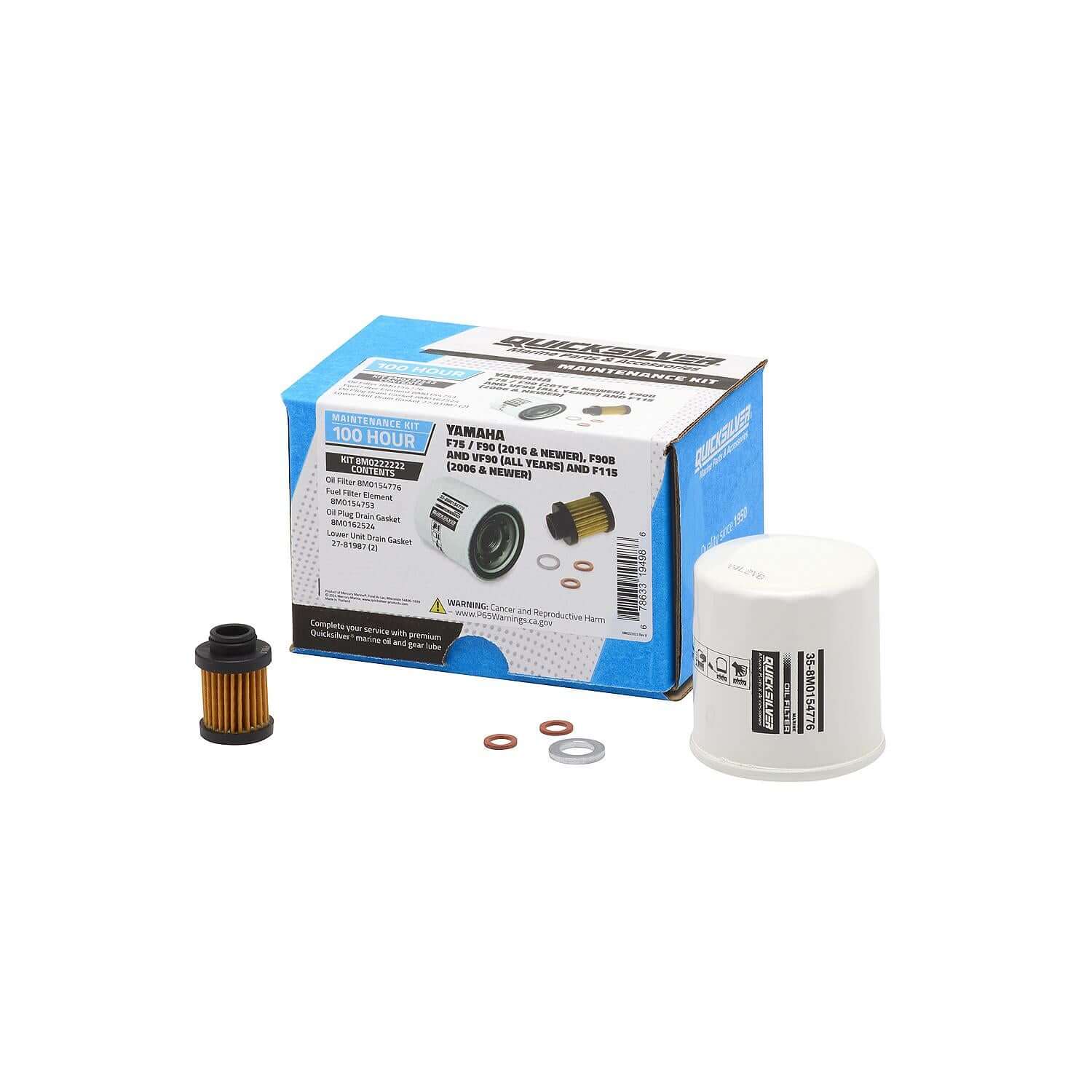 Quicksilver 100 Hour Maintenance Kit Yamaha F75/F90, F90B & VF90 /F115, 8M0222222 - 8M0222222