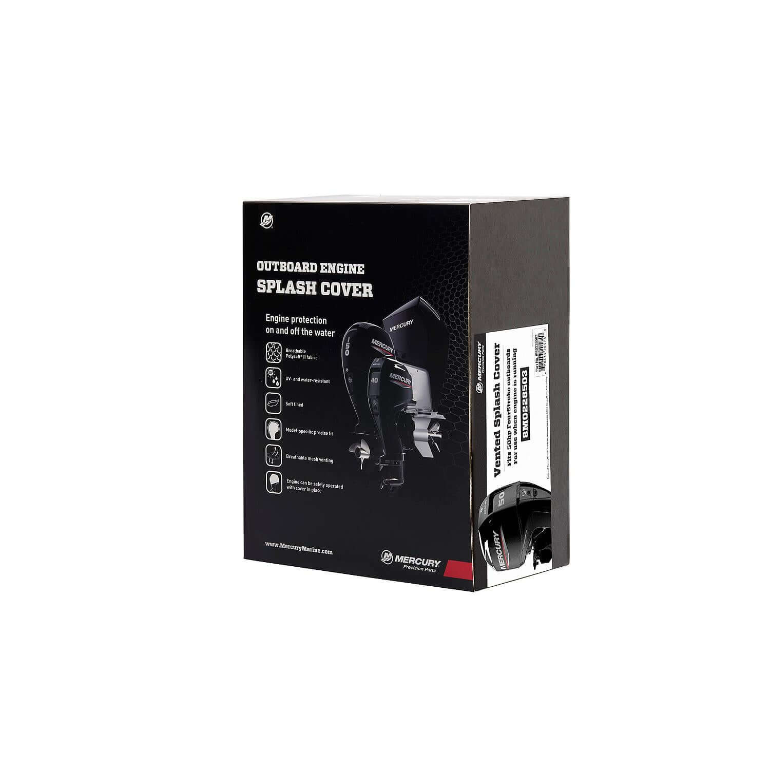 Housse anti-éclaboussures ventilée Mercury Marine pour moteurs hors-bord FourStroke 50 CV, noire, 8M0228503