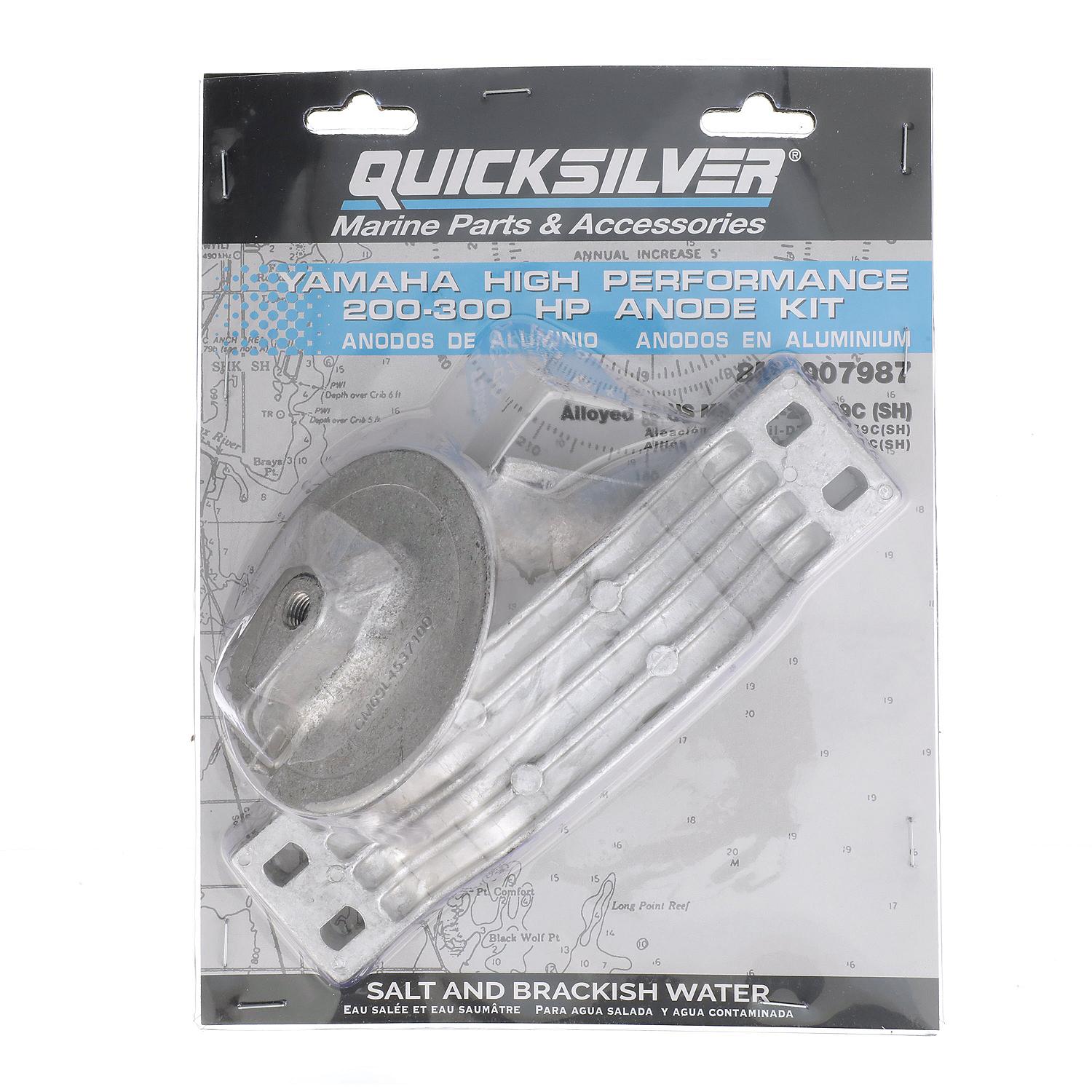 Quicksilver 8M6007987 Aluminum Anode Kit for Yamaha High Performance 200-300hp Outboards - 8M6007987