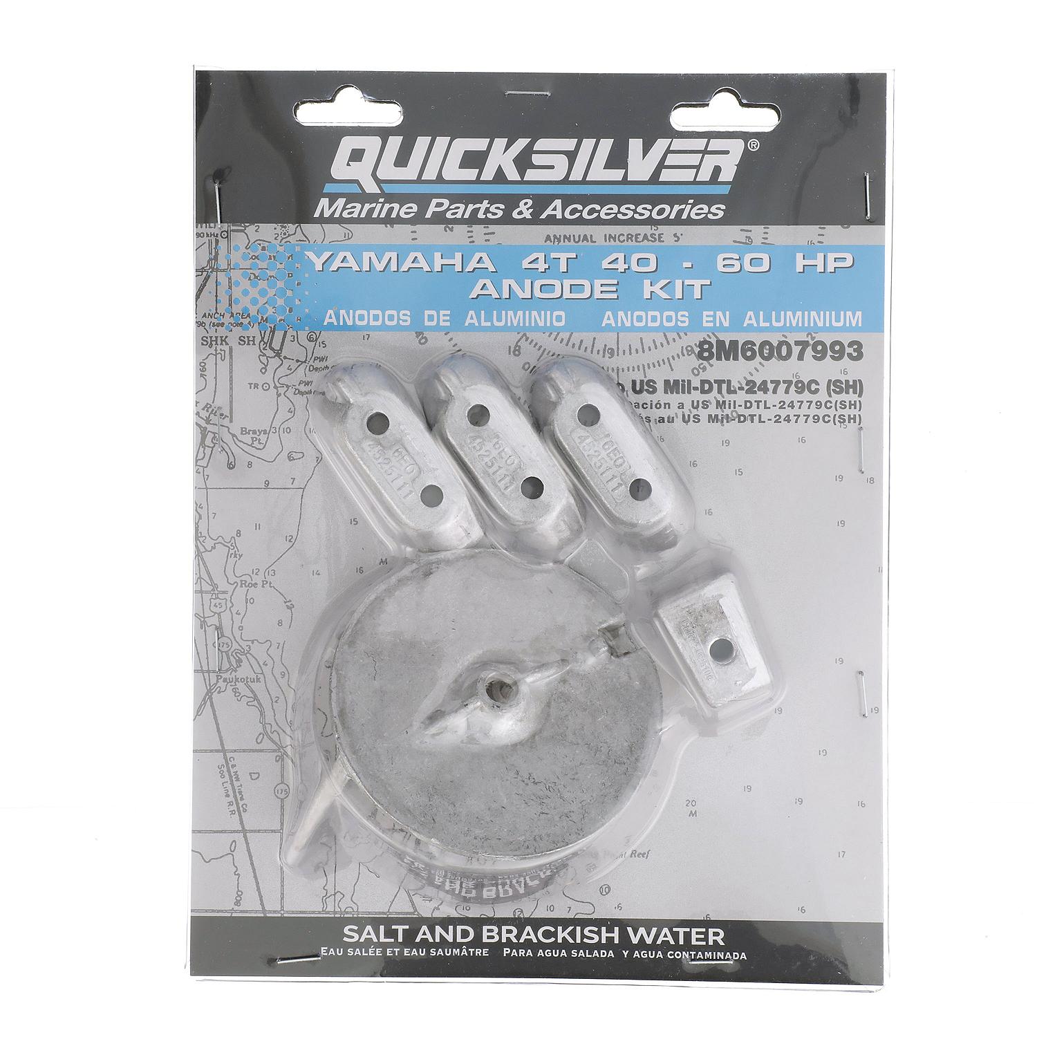 Quicksilver 8M6007993 Aluminum Anode Kit for Yamaha 4T 40-60hp Outboards - 8M6007993