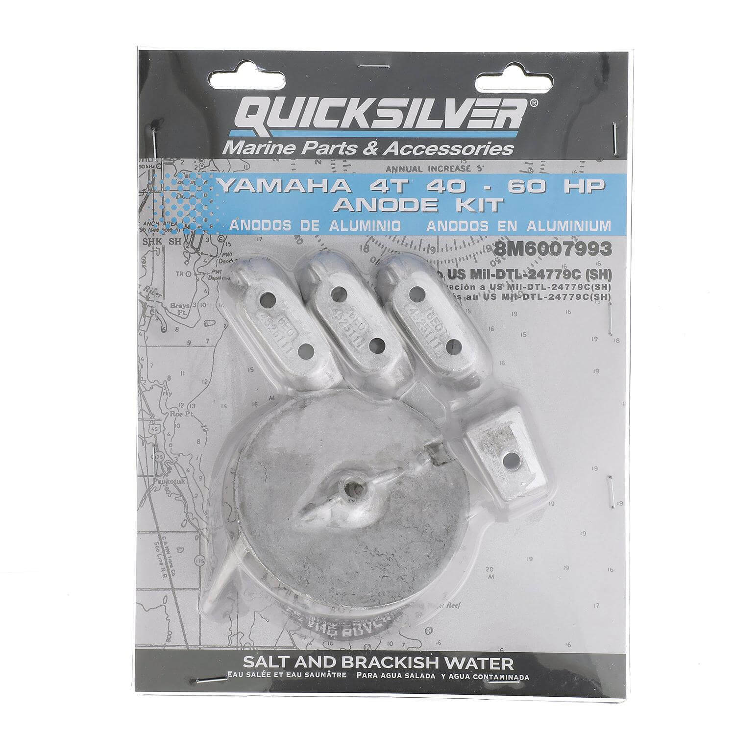 Quicksilver 8M6007993 Aluminum Anode Kit for Yamaha 4T 40-60hp Outboards - 8M6007993