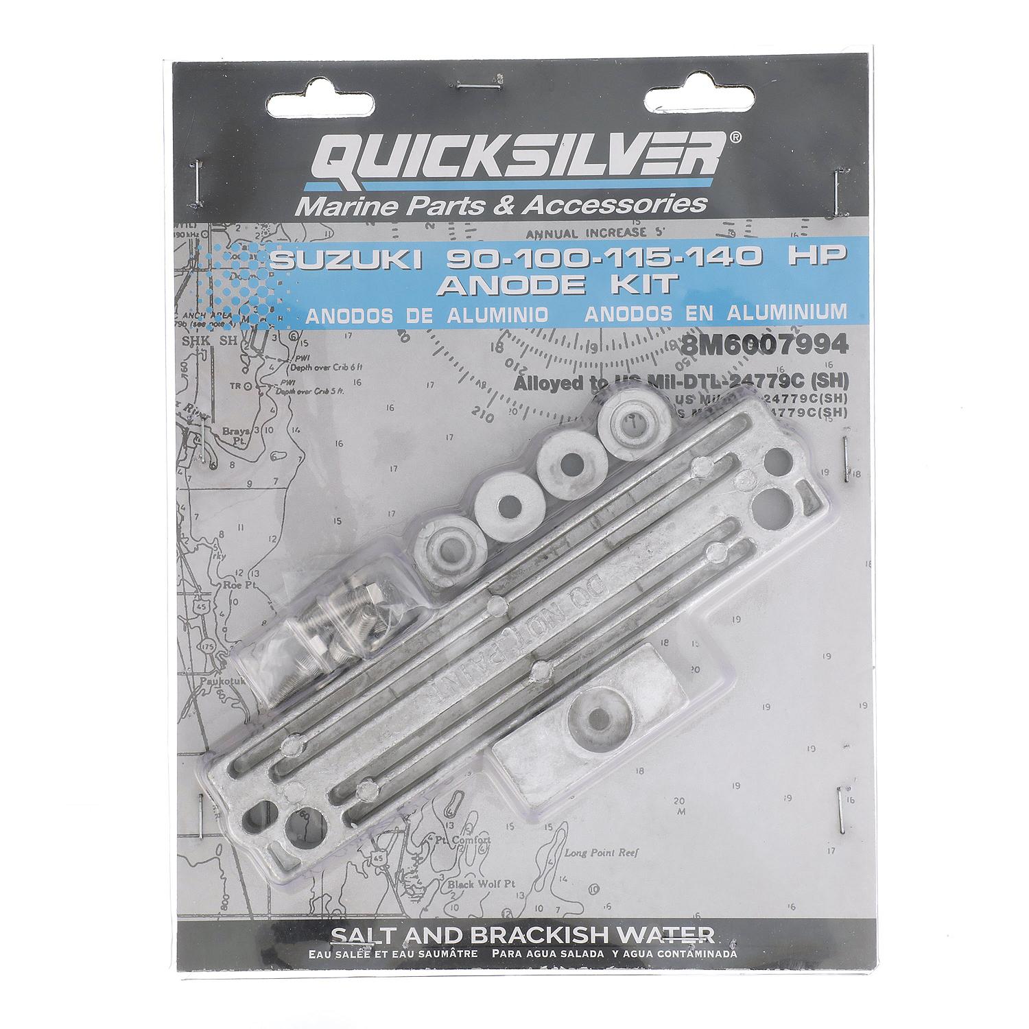 Quicksilver 8M6007994 Aluminum Anode Kit for Suzuki 90-140hp Outboards - 8M6007994