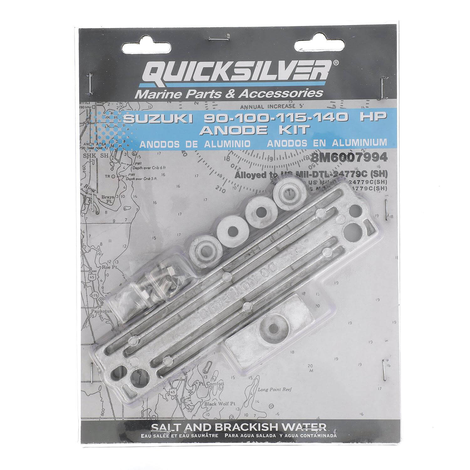 Quicksilver 8M6007994 Aluminum Anode Kit for Suzuki 90-140hp Outboards - 8M6007994