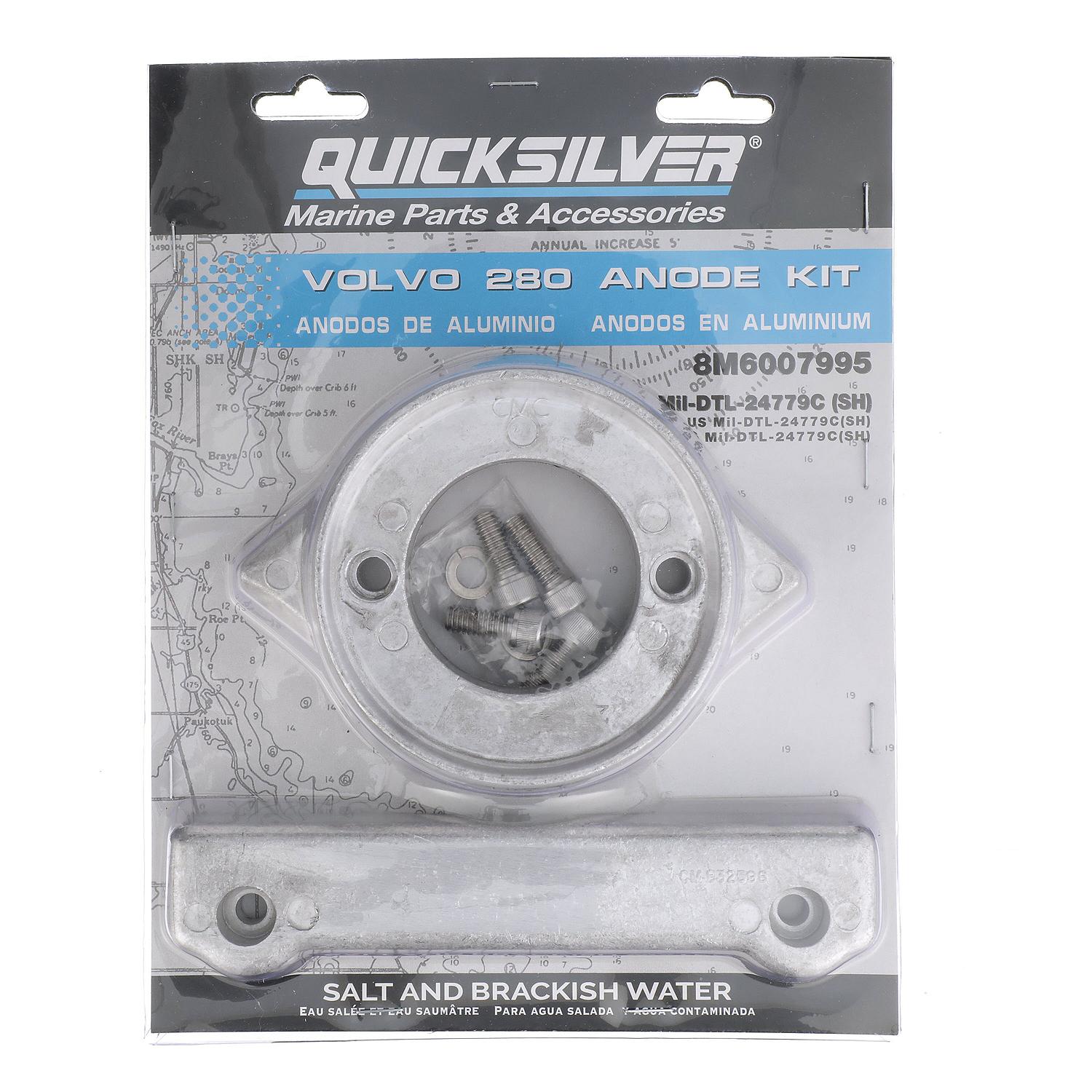 Quicksilver 8M6007995 Aluminum Anode Kit for Volvo 280 Sterndrives - 8M6007995