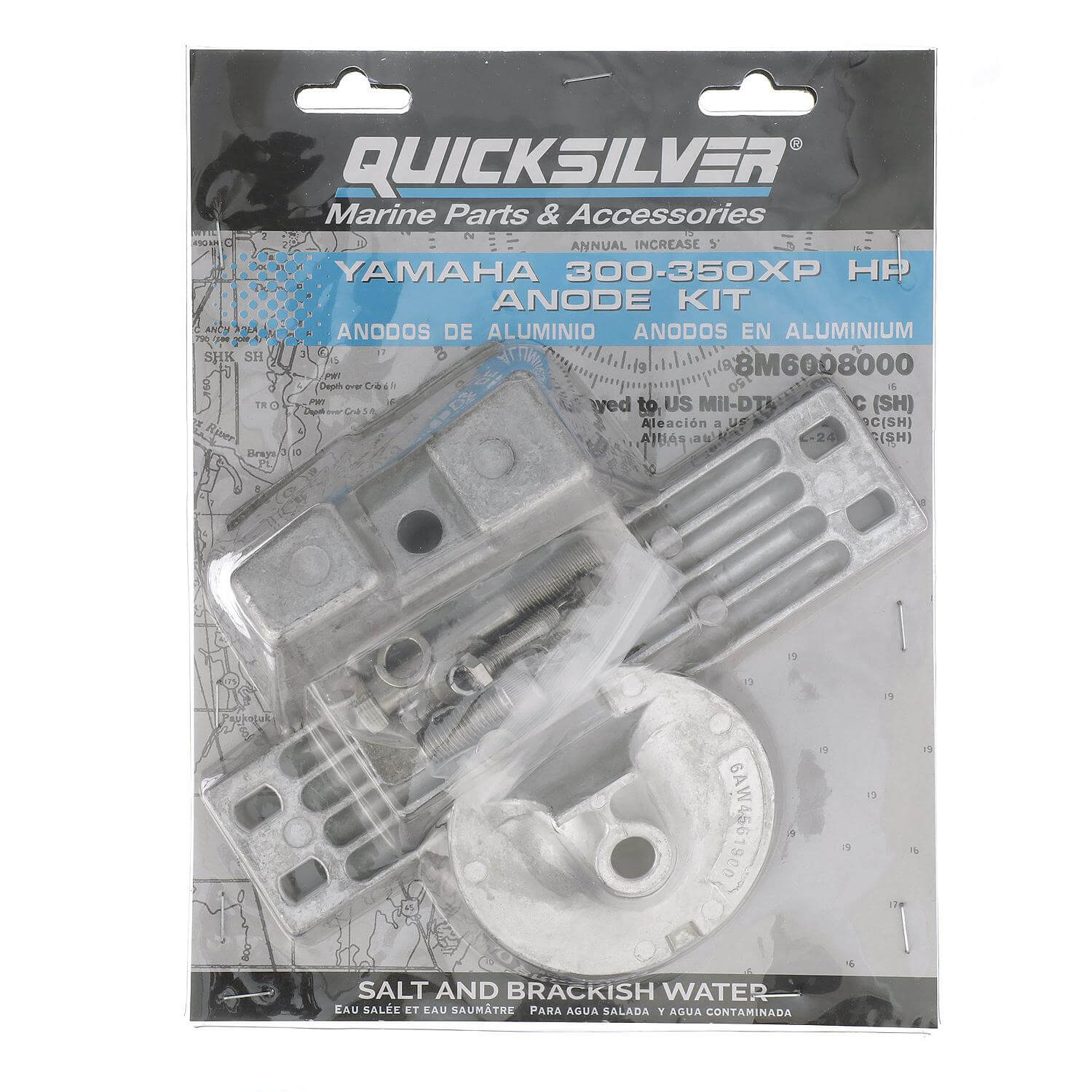Quicksilver 8M6008000 Aluminum Anode Kit for Yamaha 300-350 Xp Outboards - 8M6008000