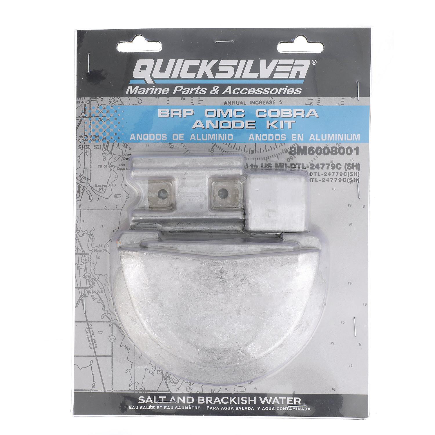 Quicksilver 8M6008001 Aluminum Anode Kit for BRP/OMC Cobra Sterndrives - 8M6008001