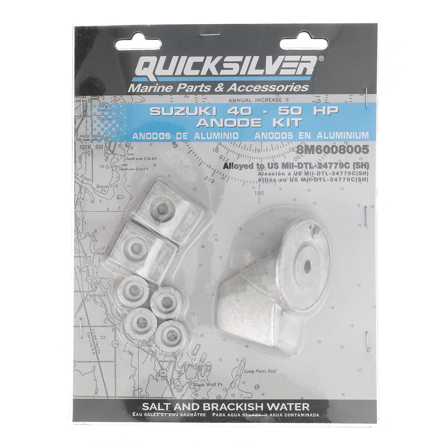 Quicksilver 8M6008005 Aluminum Anode Kit for Suzuki 40-50hp Outboards - 8M6008005