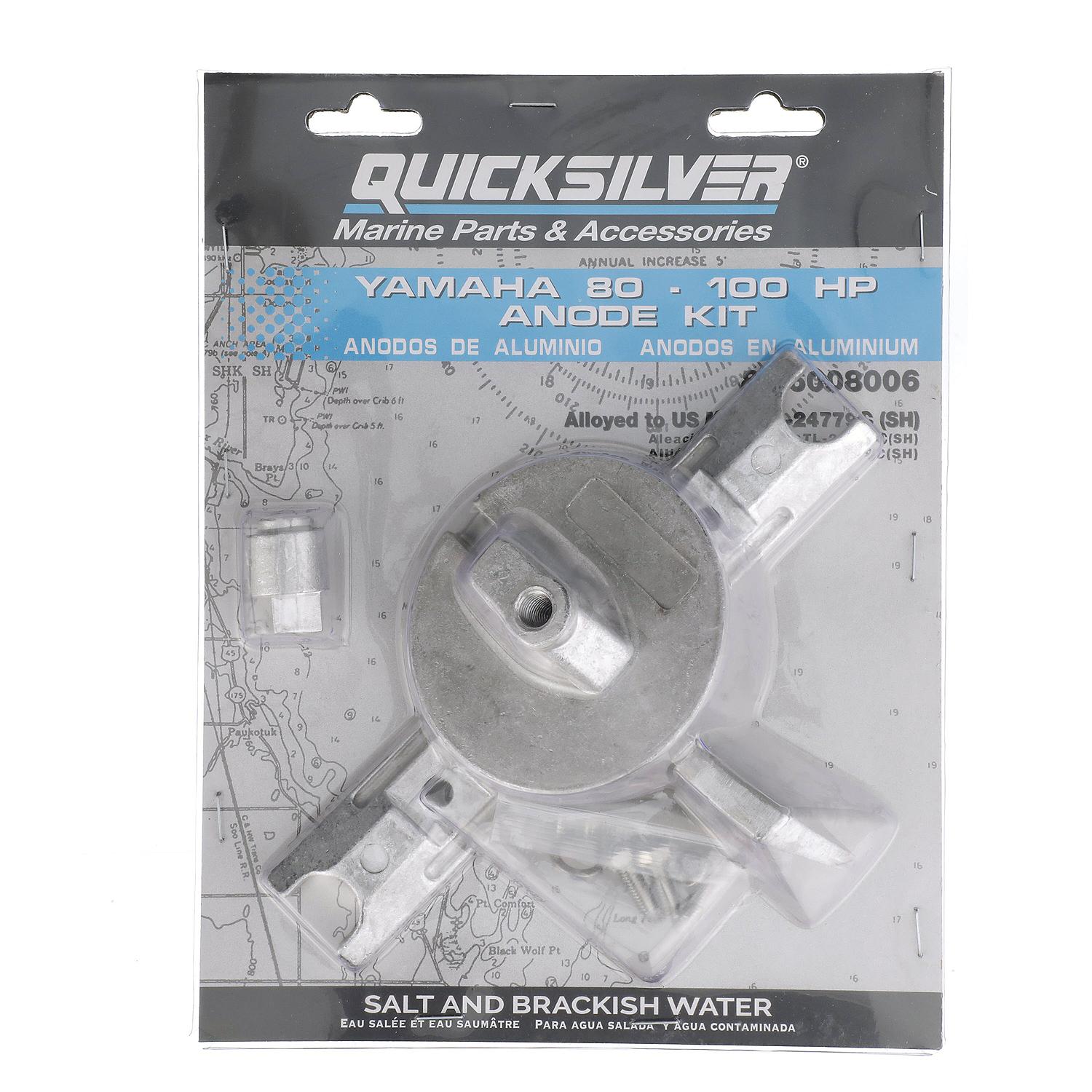Quicksilver 8M6008006 Aluminum Anode Kit for Yamaha 80-100hp Outboards - 8M6008006