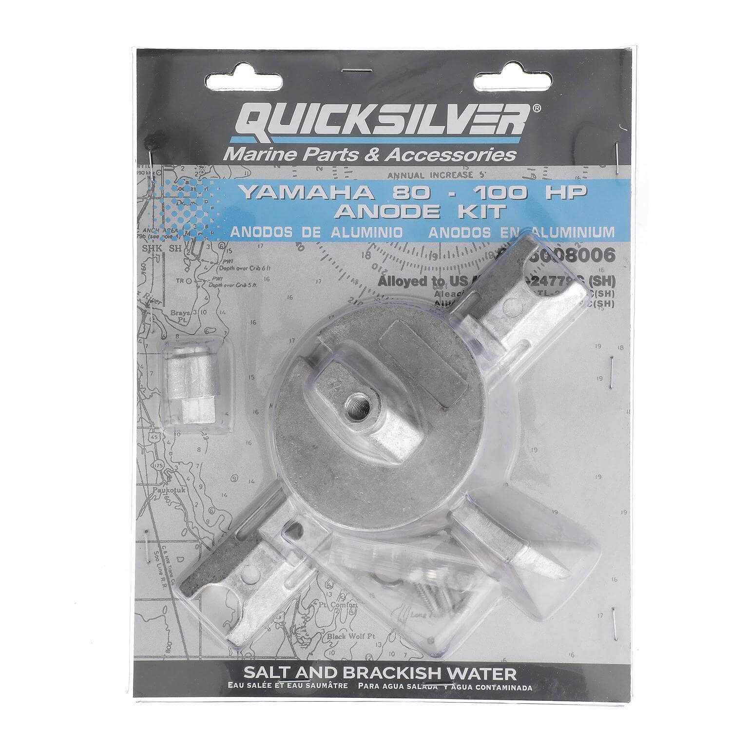 Quicksilver 8M6008006 Aluminum Anode Kit for Yamaha 80-100hp Outboards - 8M6008006