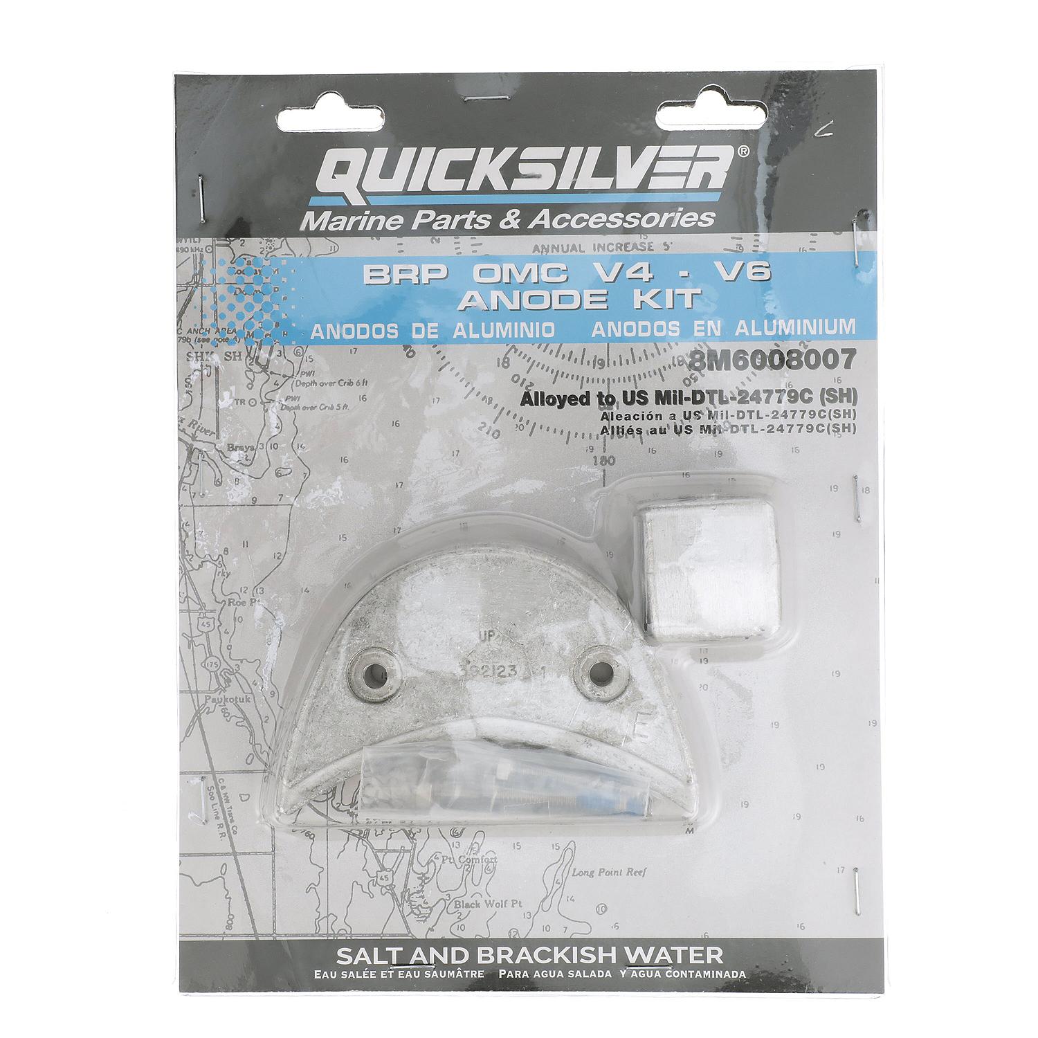 Quicksilver 8M6008007 Aluminum Anode Kit for BRP/OMC Outboards, V4 - 8M6008007