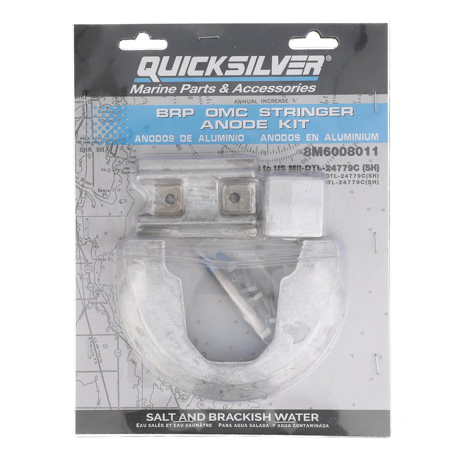 Quicksilver 8M6008011 Aluminum Anode Kit for BRP/OMC Stringer Sterndrives - 8M6008011