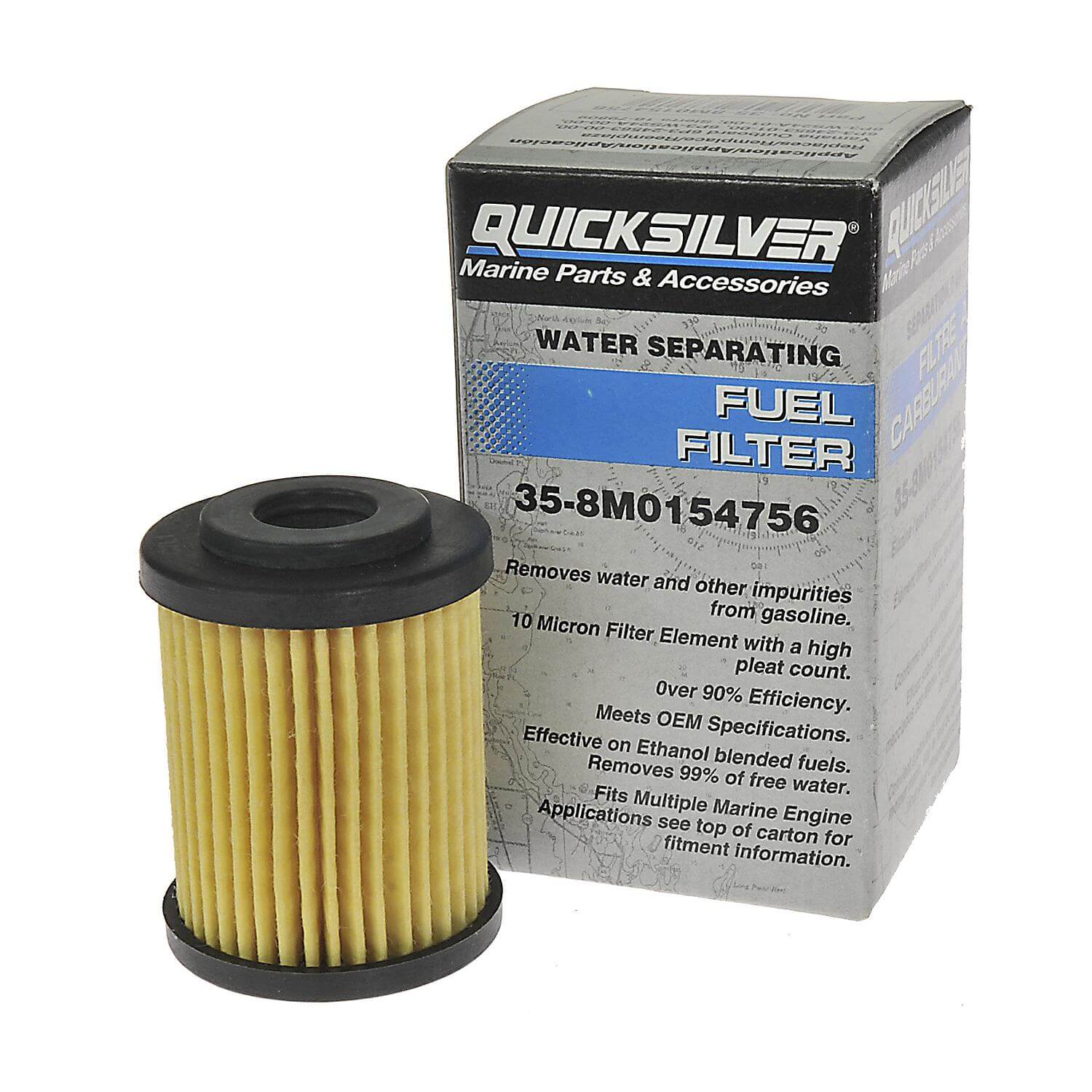 Quicksilver 8M0154756 Inline Water Separating Fuel Filter for Yamaha 125-425hp Outboards and Suzuki 200-350hp Outboards