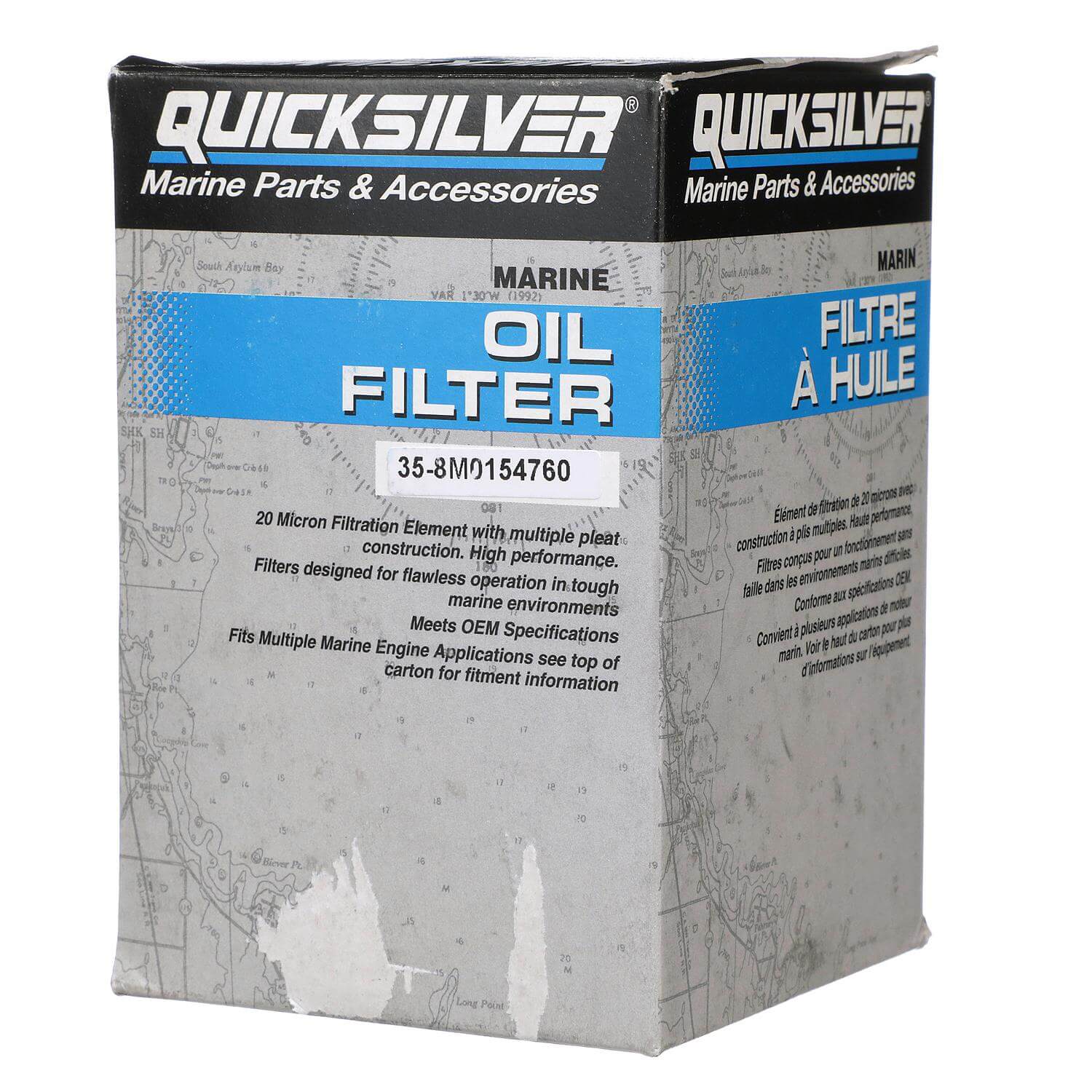 Quicksilver 8M0154760 20 Micron Oil Filter for Various Marine Engines