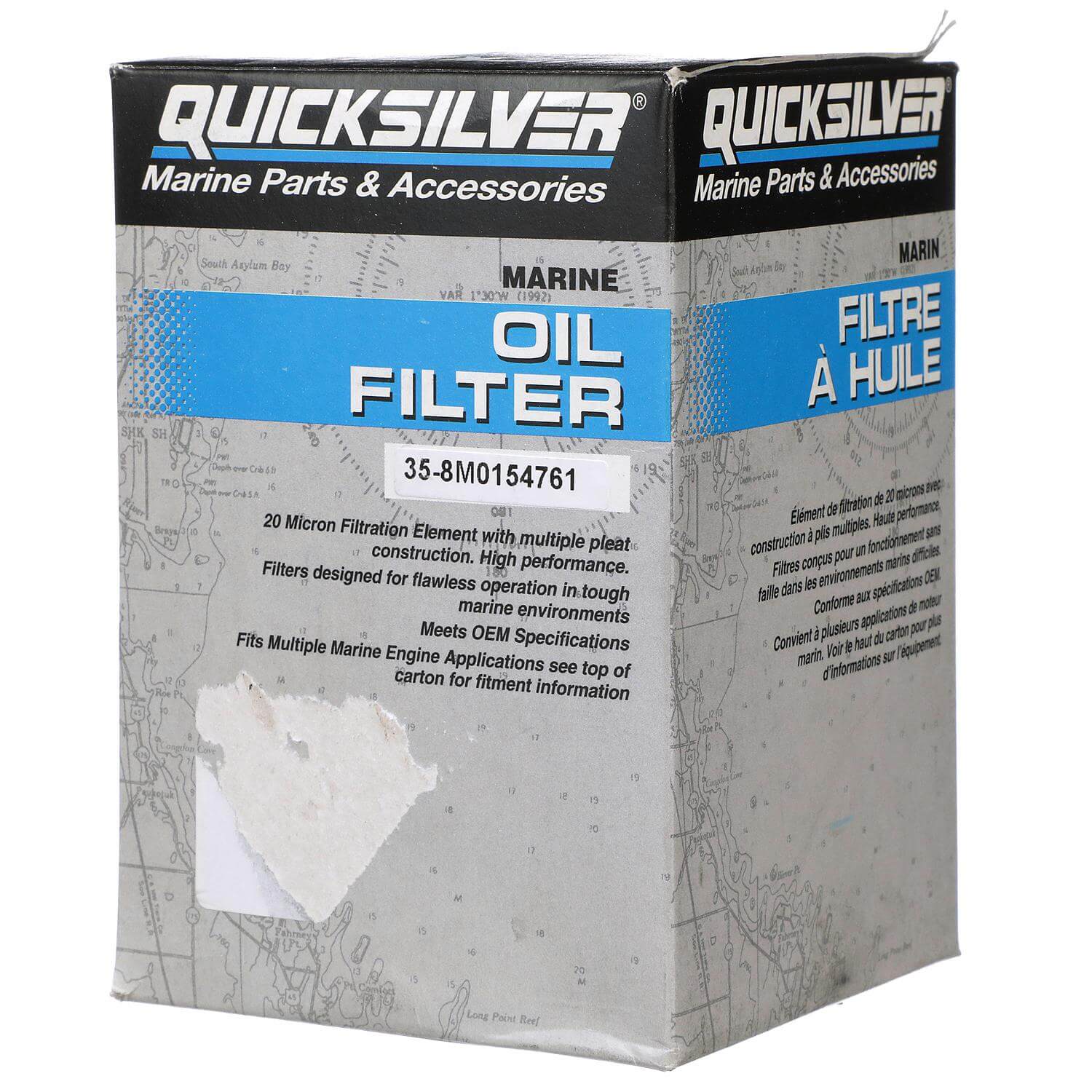 Quicksilver 8M0154761 20 Micron Oil Filter for Various Marine Engines