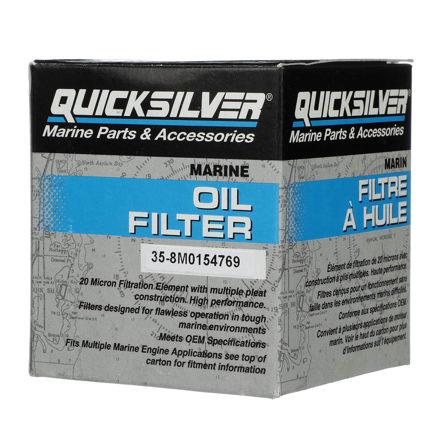 Quicksilver 8M0154769 20 Micron Oil Filter for Various Marine Engines
