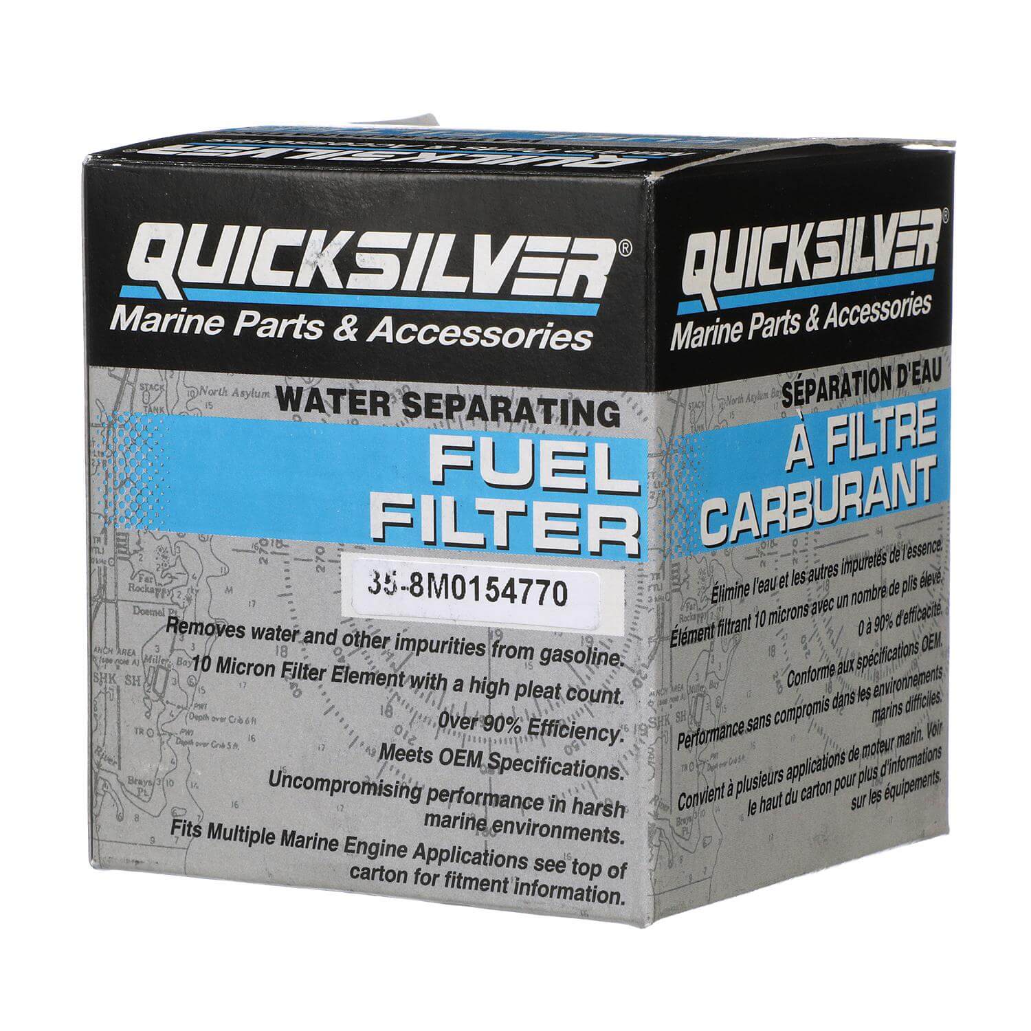 Quicksilver 8M0154770 Water Separating Fuel Filter for Select Volvo Penta, Cobra EFI, Johnson and Evinrude 100-300hp Outboards