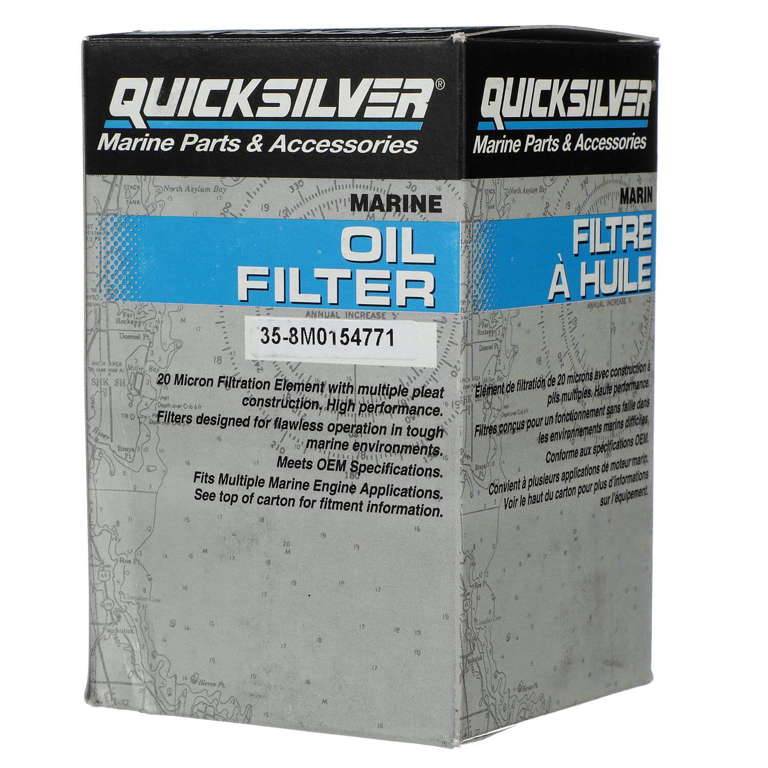 Quicksilver 8M0154771 20 Micron Oil Filter for Various Marine Engines