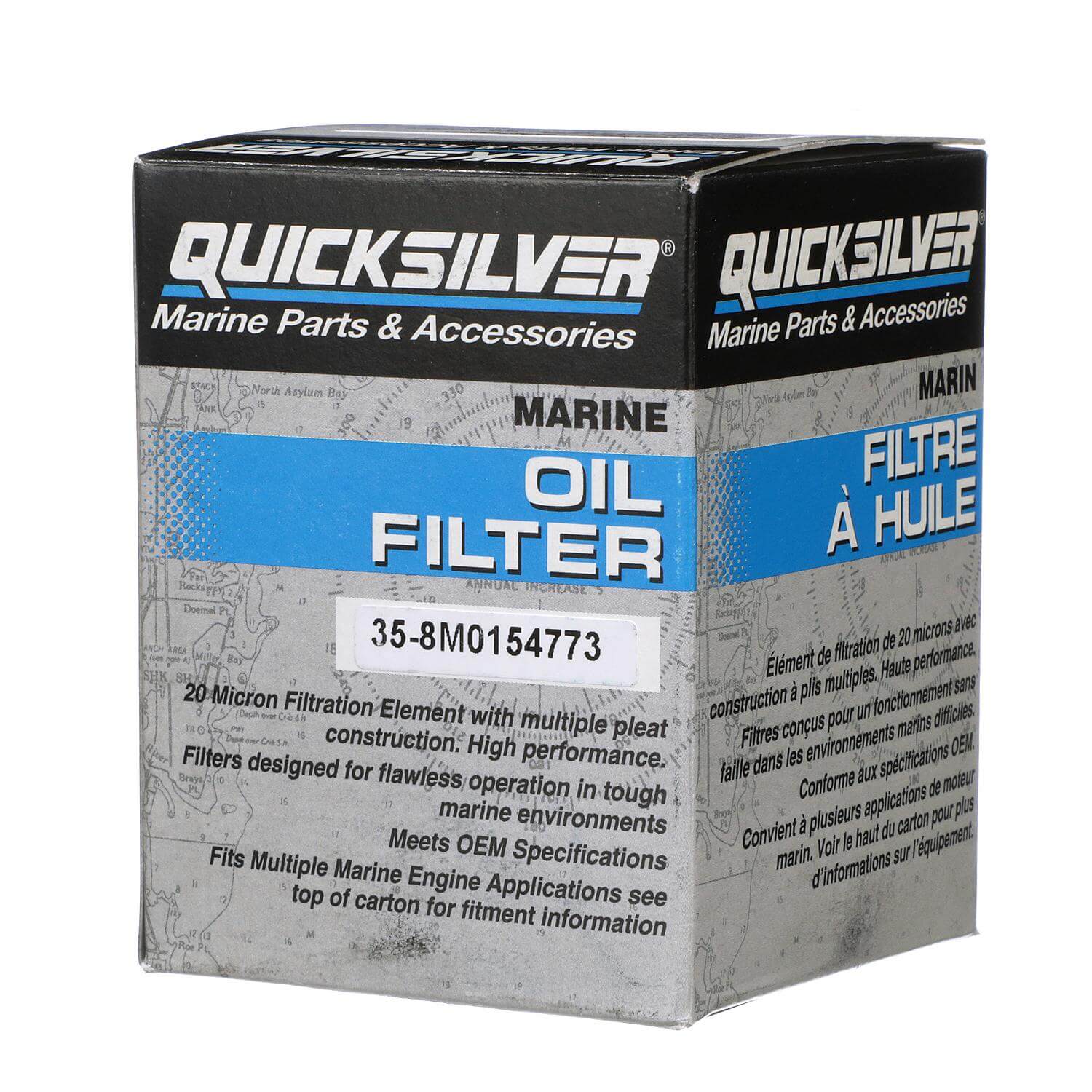 Quicksilver 8M0154773 20 Micron Oil Filter for Various Marine Engines