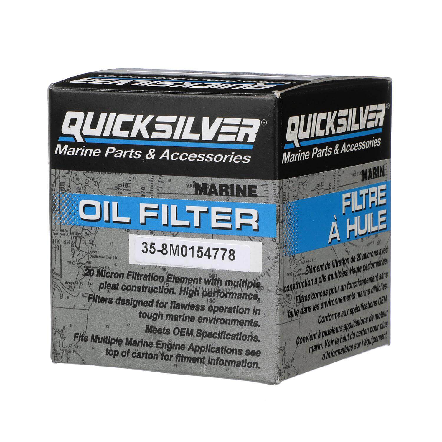 Quicksilver 8M0154778 20 Micron Oil Filter for Various Marine Engines