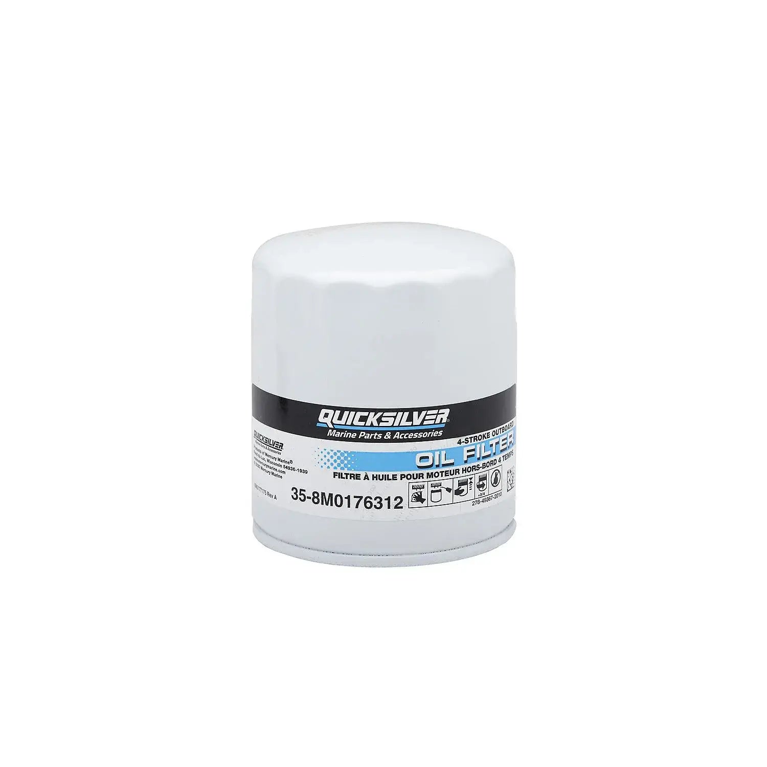 Quicksilver oil filter on a white background