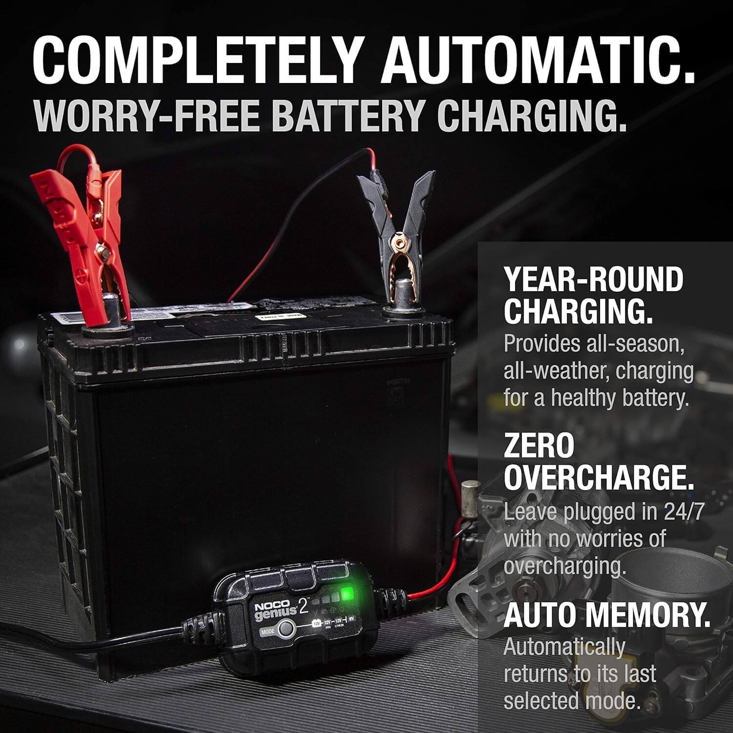 NOCO GENIUS2: 2A 6V/12V Smart Battery Charger