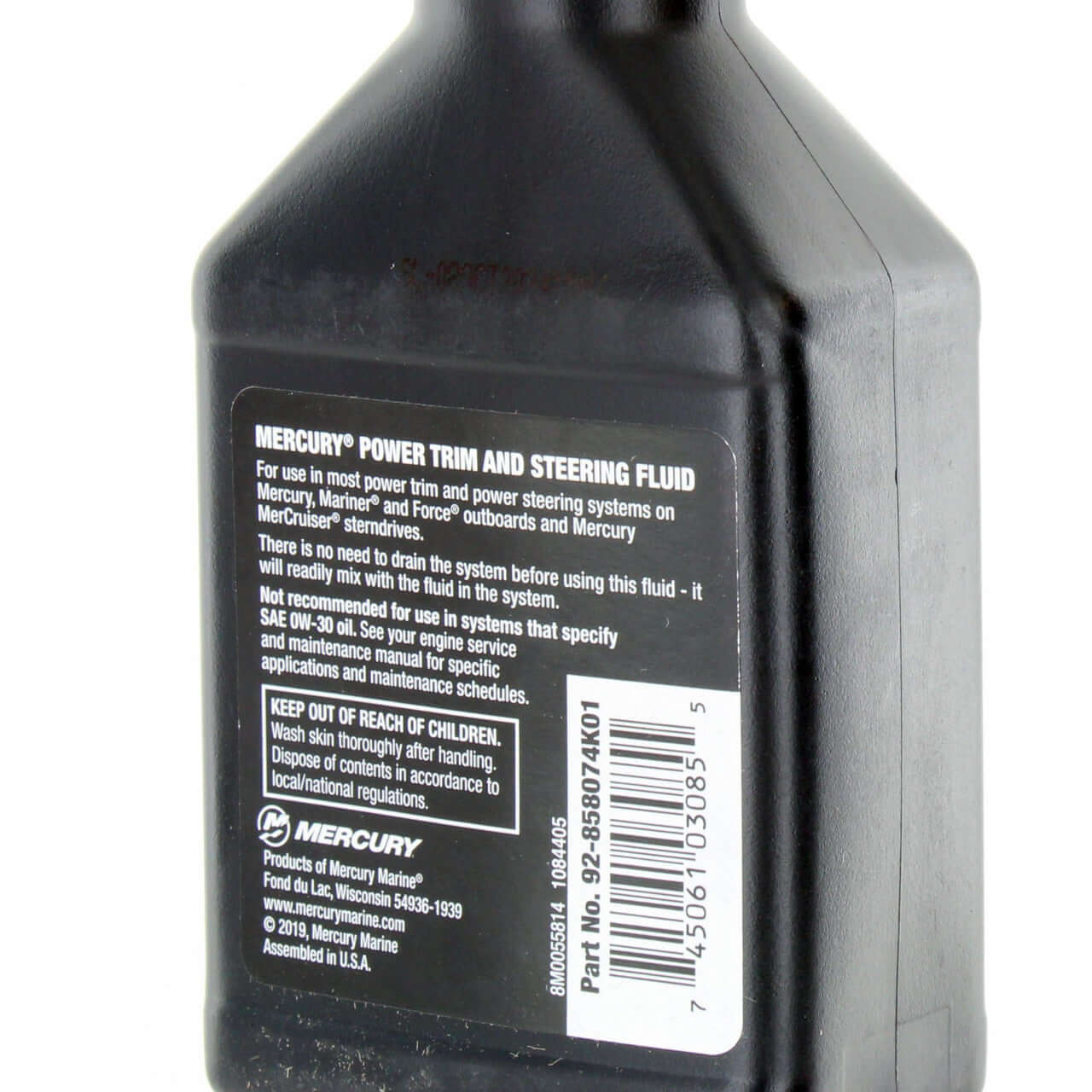 Mercury Marine Power Steering Oil, 8 oz bottle zoomed in rear view
